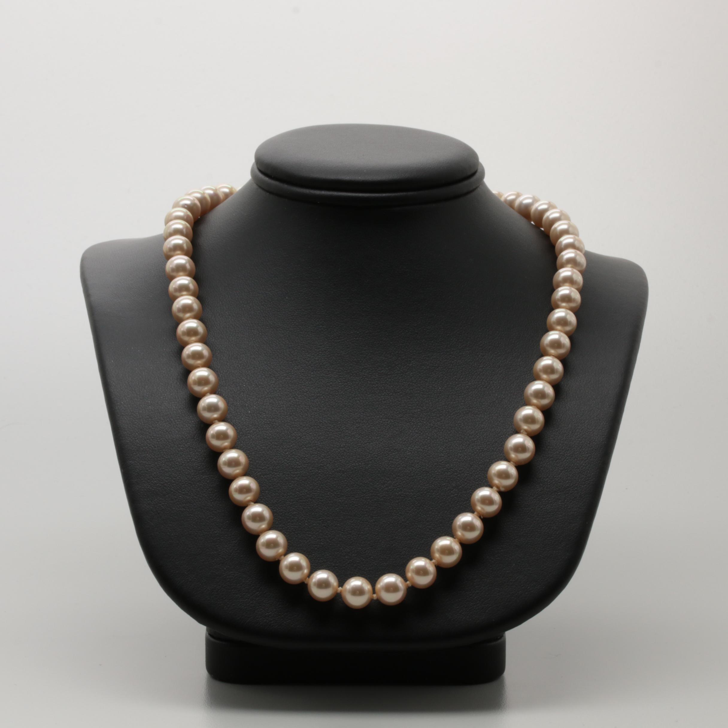 Imitation Pearl Necklaces with Tori Burch Dome Ring