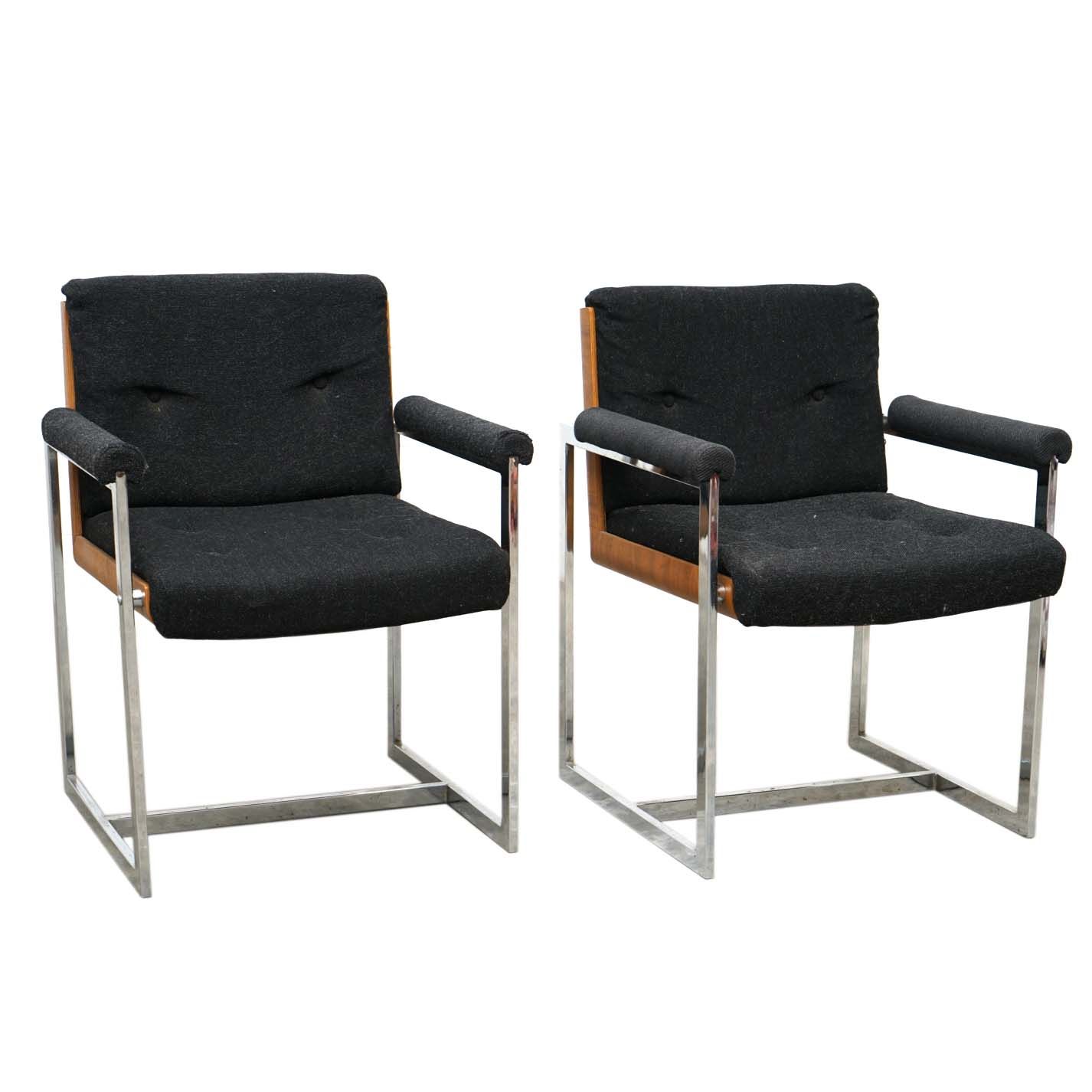 Teak Bent Plywood and Chrome Armchairs by Antocks Lairn, Mid-20th Century
