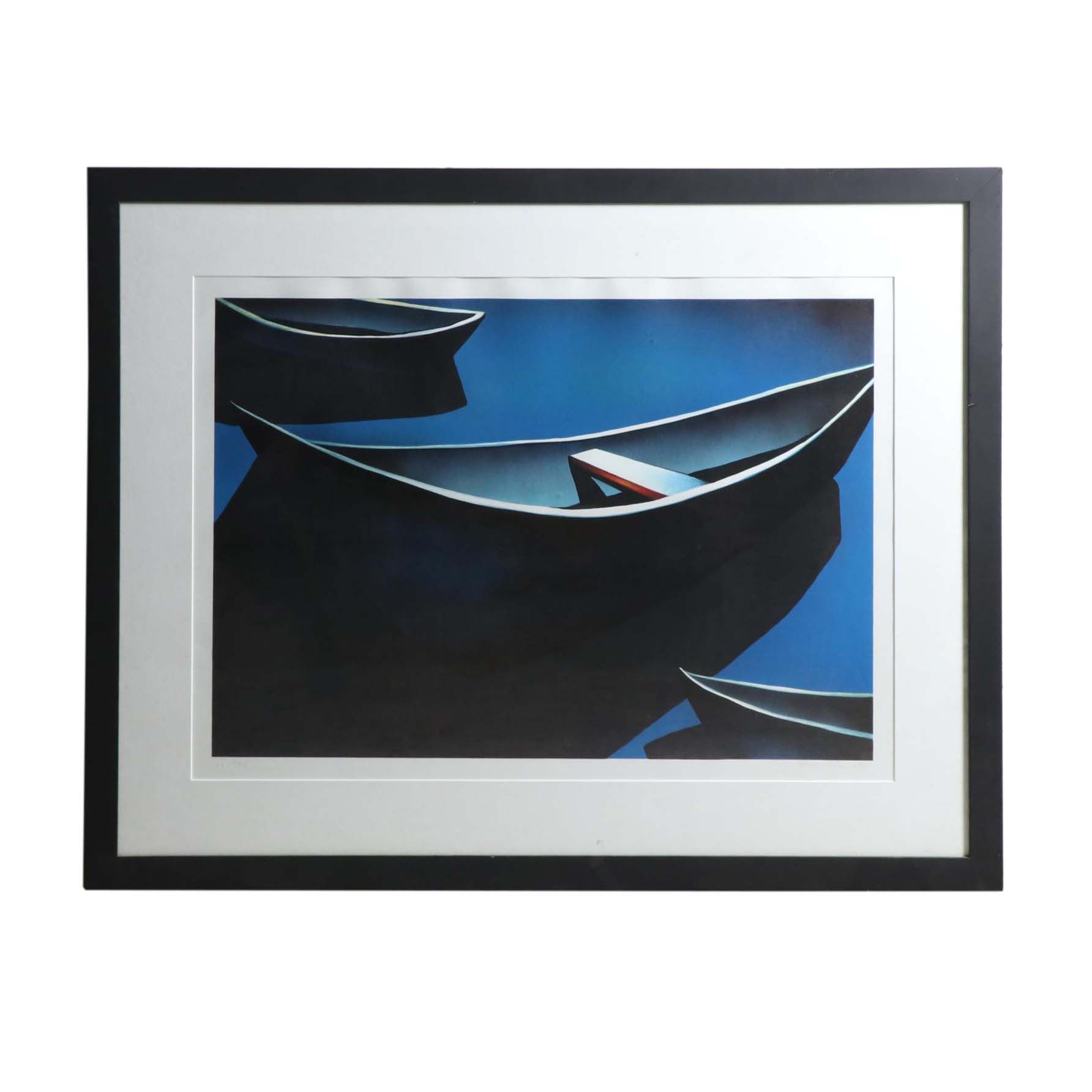 Margaret Nes Lithograph "Bardo Boats for Bill"