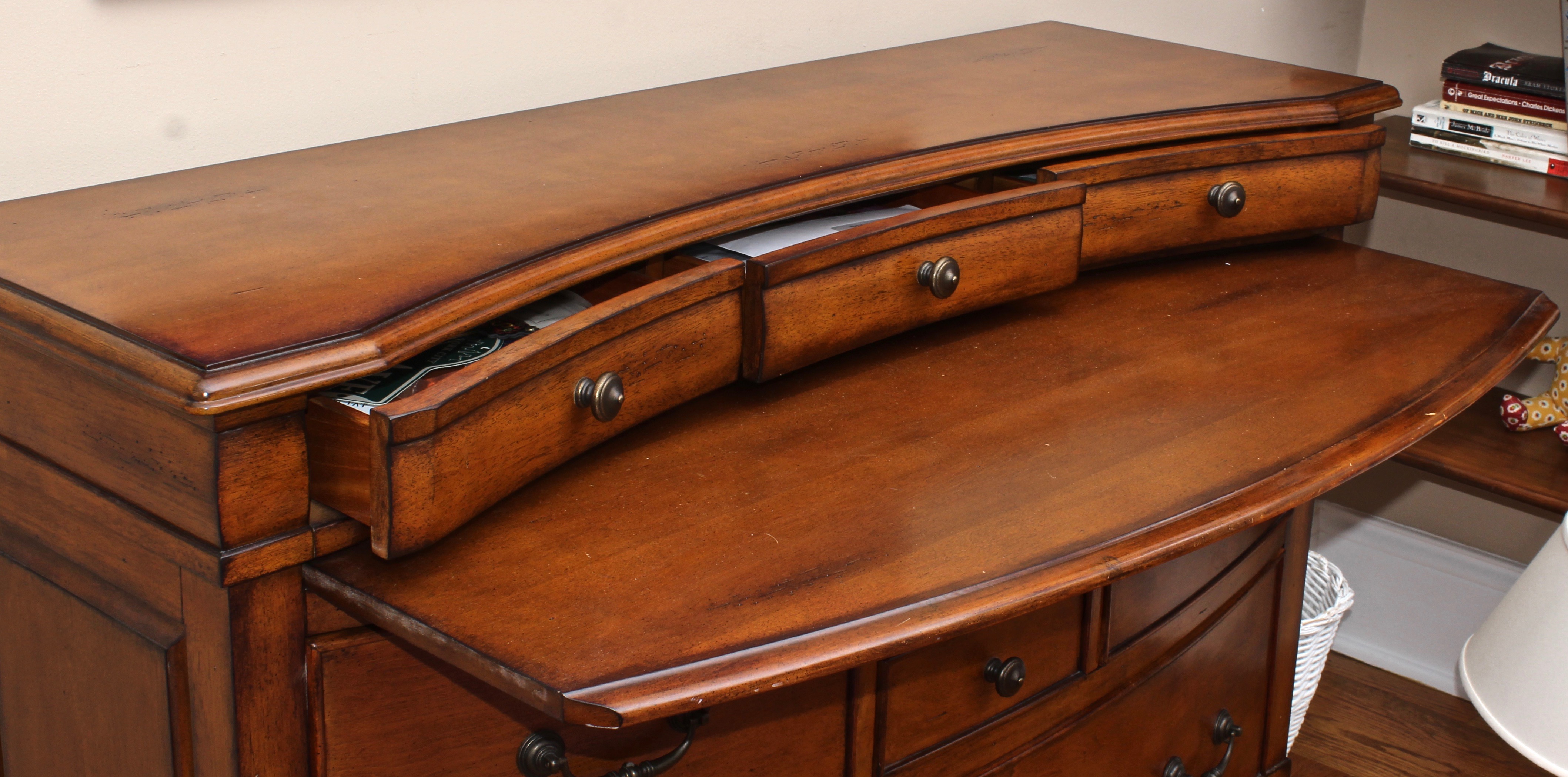 Contemporary Wood Chest with Slide Out Writing Surface, Late 20th Century