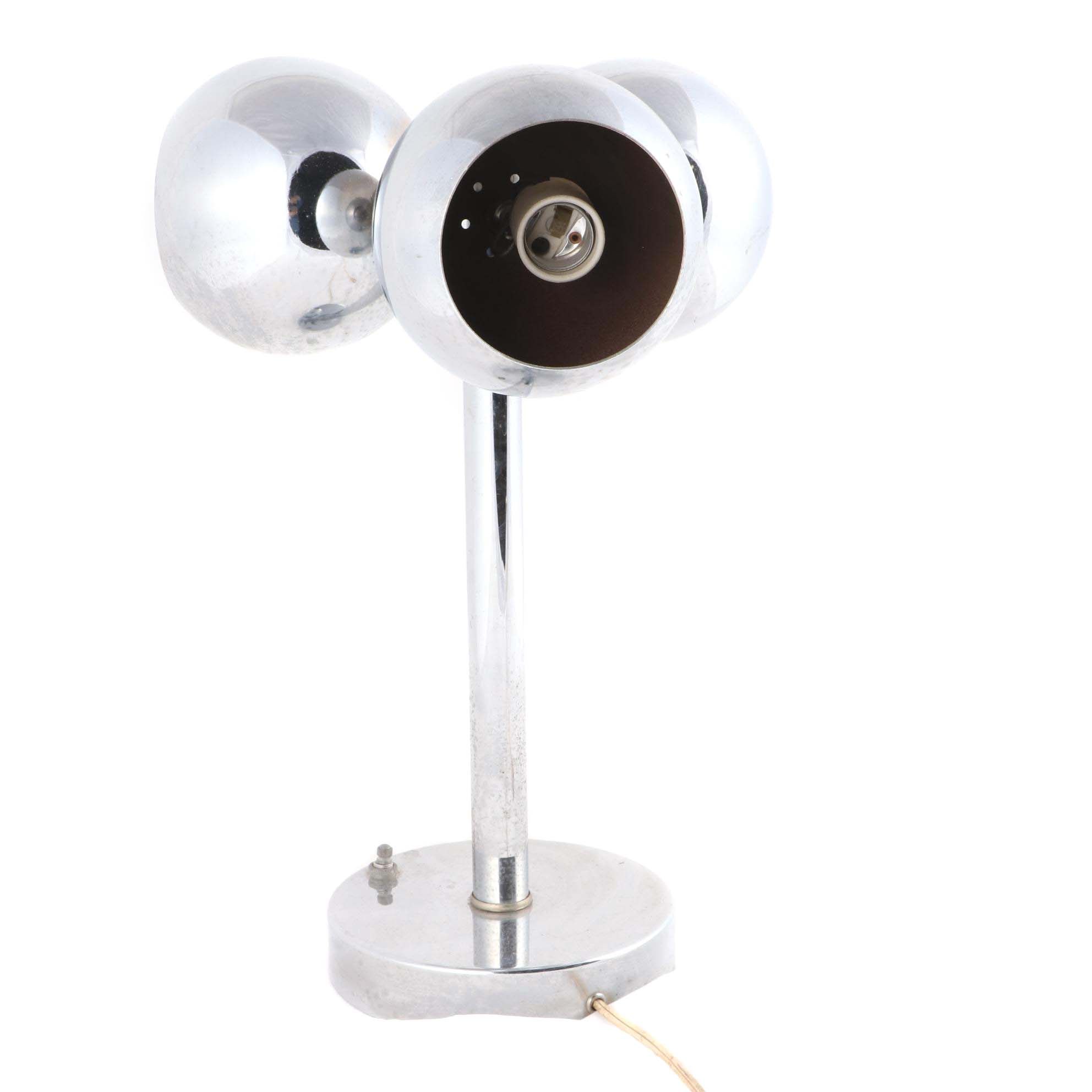 Mid Century Style Nickel Plated Eyeball Table Lamp