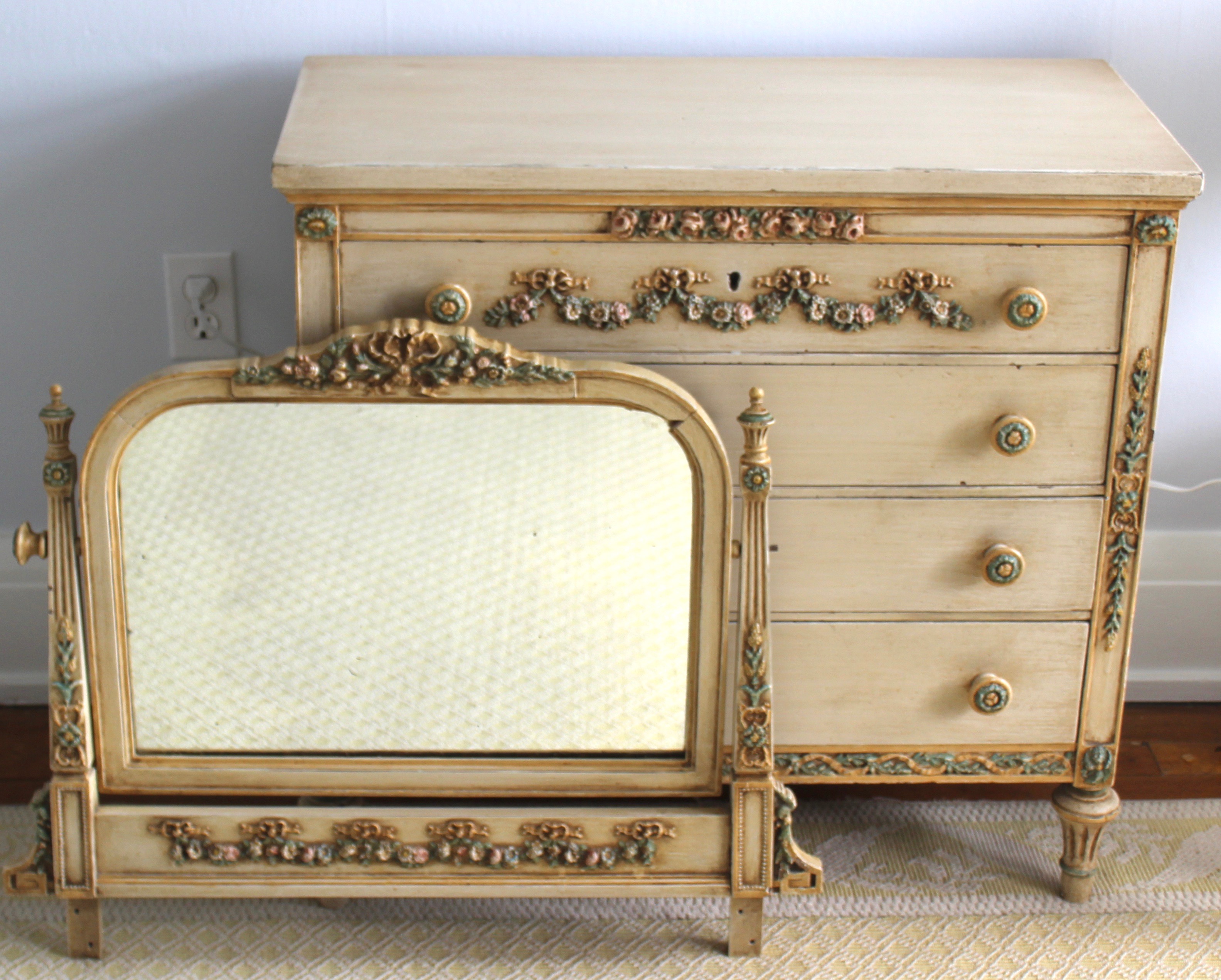 French Provincial Style Dresser and Vanity Mirror by Sligh Furniture