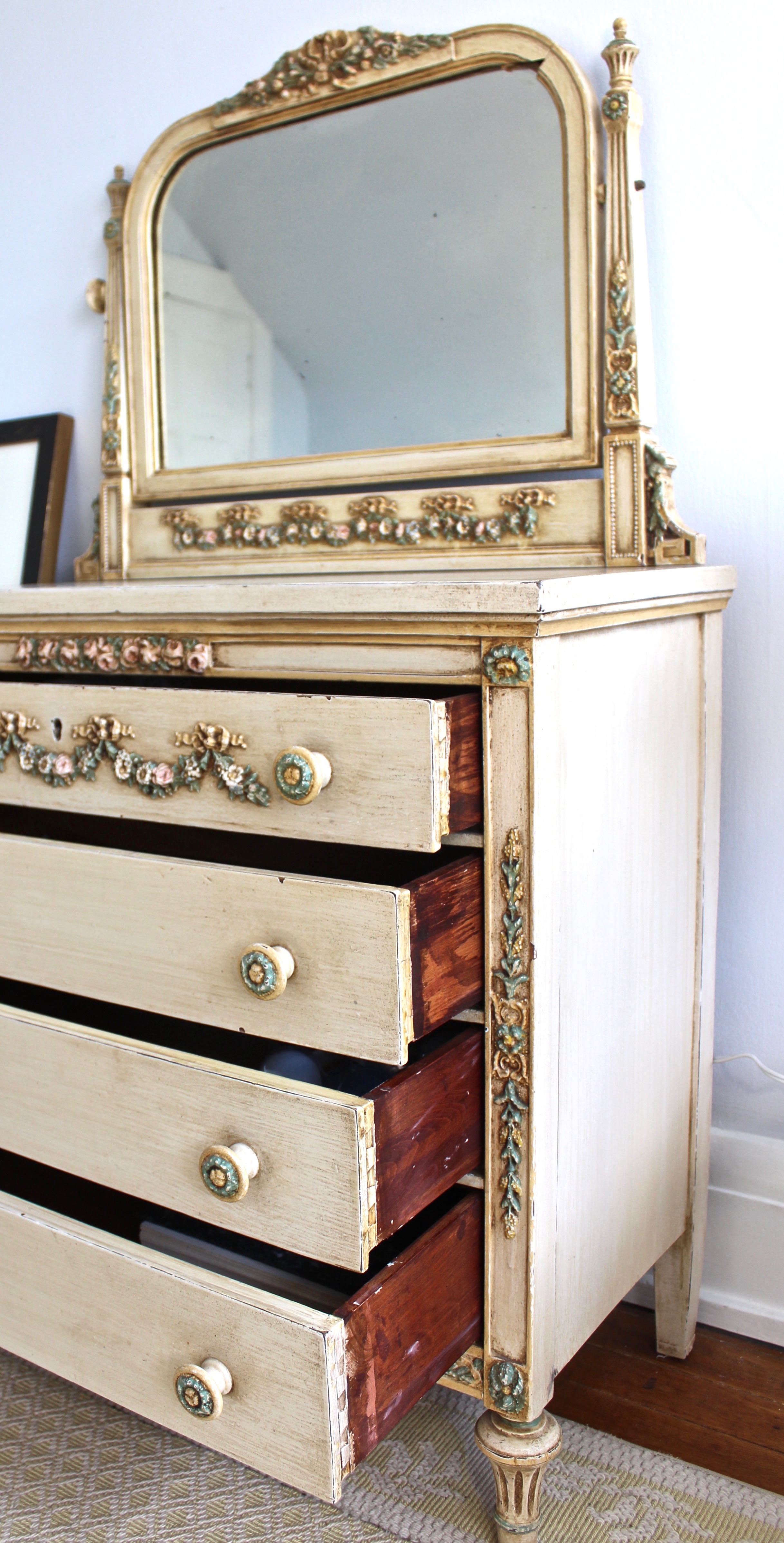 French Provincial Style Dresser and Vanity Mirror by Sligh Furniture