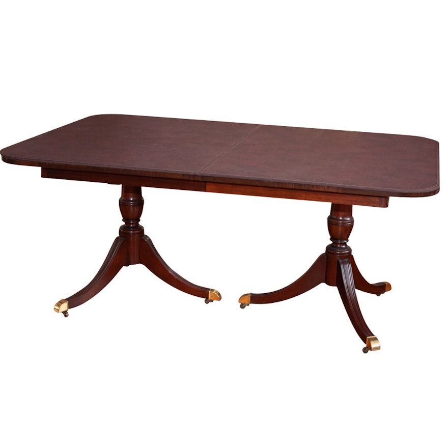 Mahogany Double Pedestal Dining Table by Kindel Furniture, 20th Century