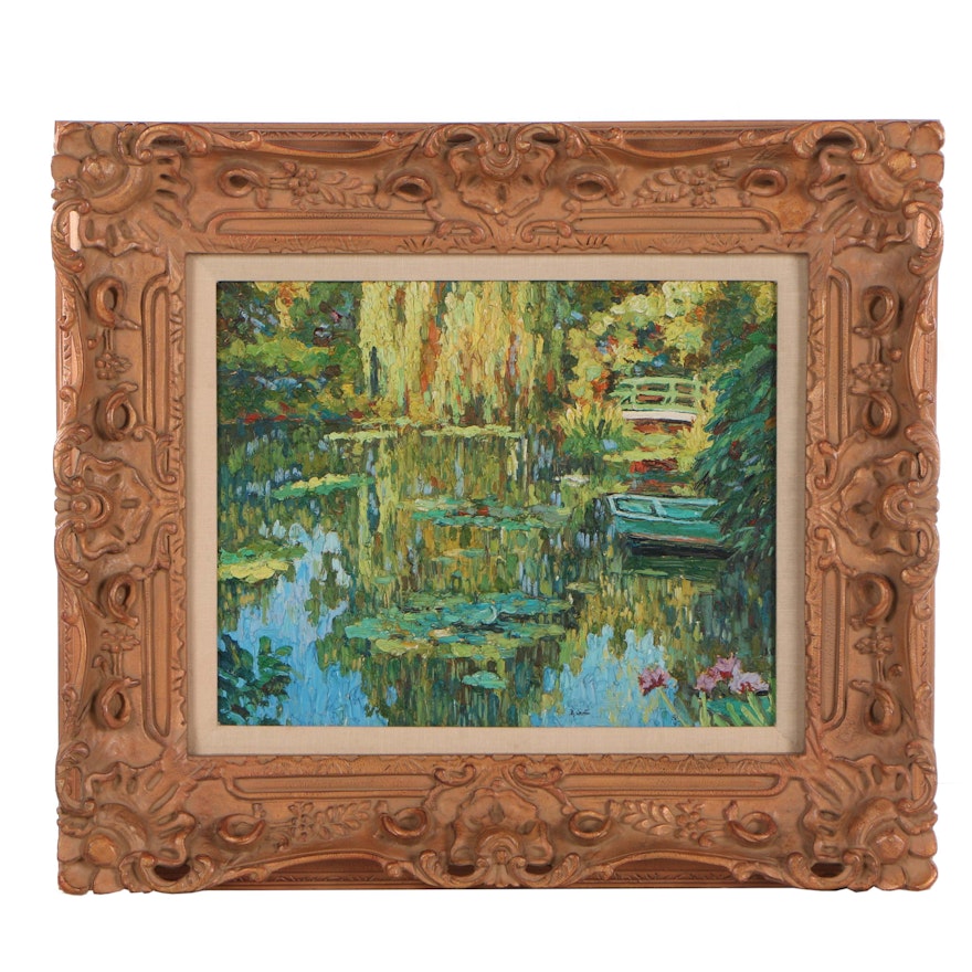Andrew Weissman Oil Painting "Monet's Lily Pond at Girverny Falltime"