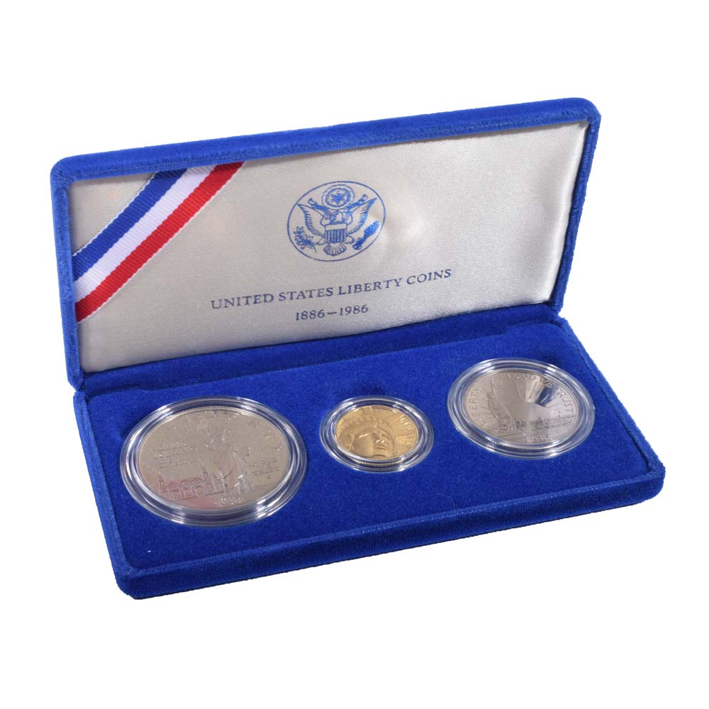 1986 Ellis Island Commemorative Gold and Silver Proof Coin Set