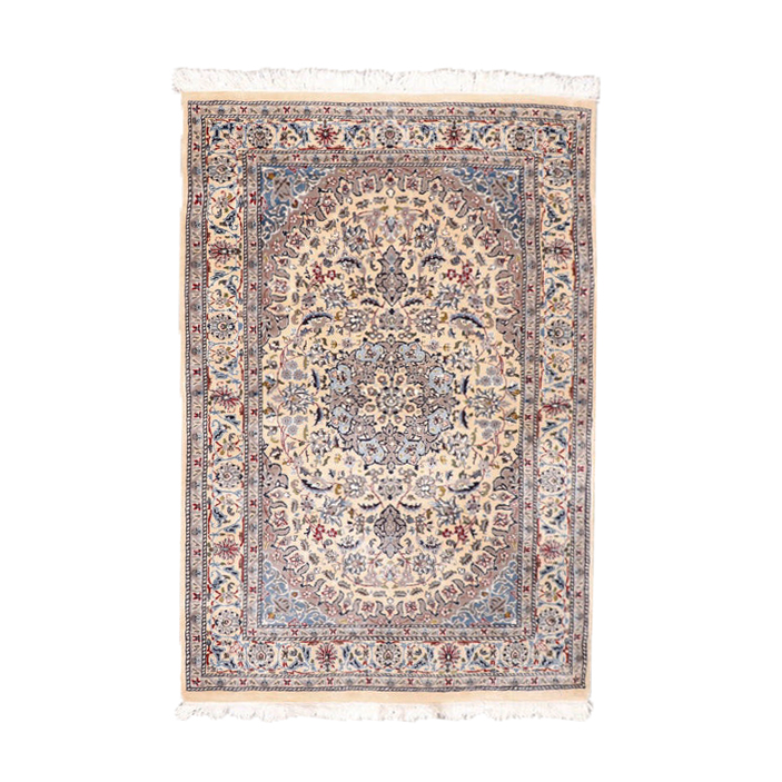 Finely Hand-Knotted Persian Nain Wool Rug