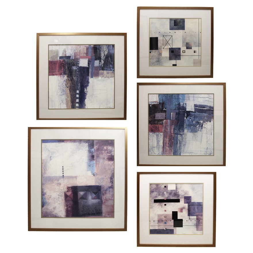 Grouping of Offset Lithographs in Bronze Tone Metal Frames