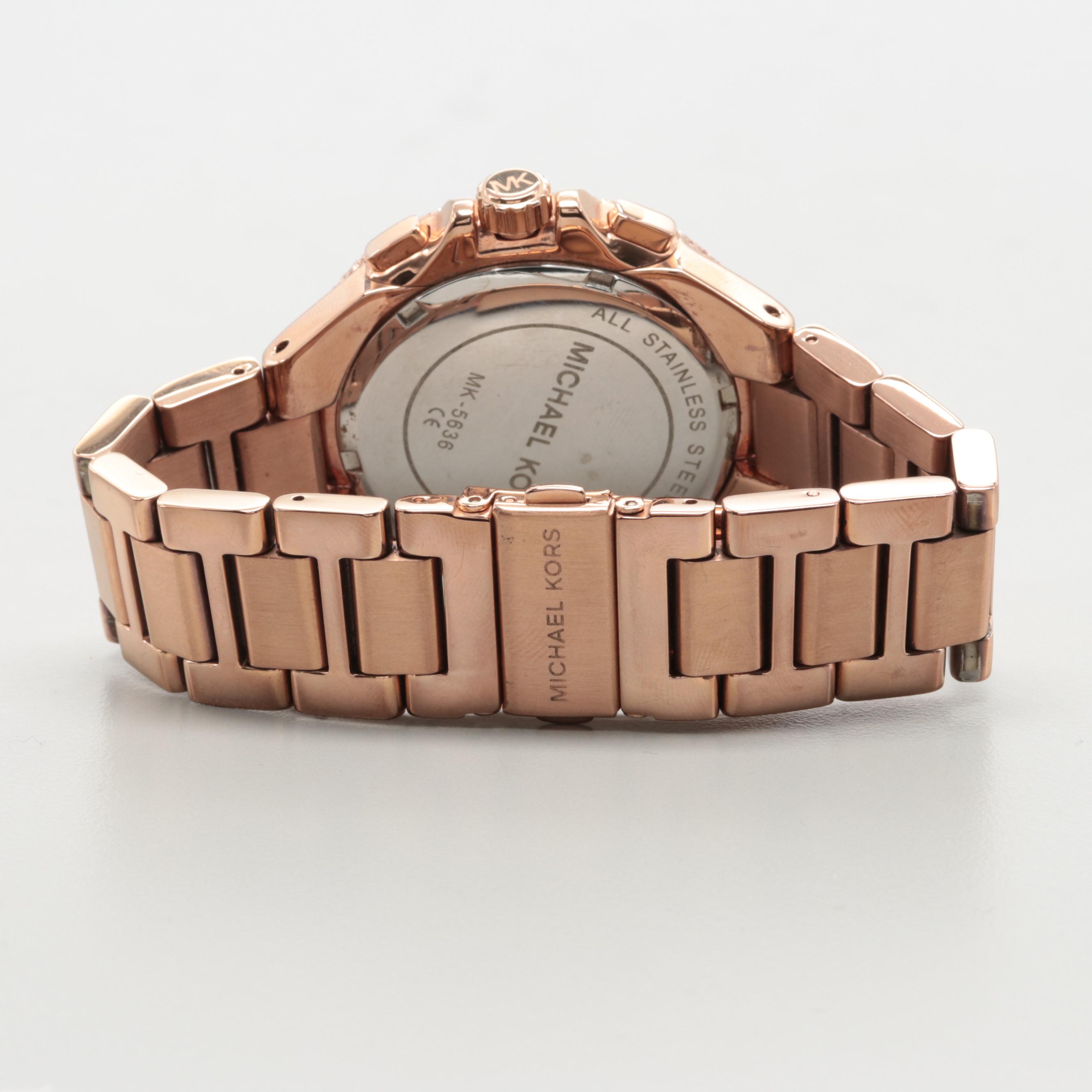 Michael Kors Model MK-5636 Rose Gold Tone Chronograph Watch