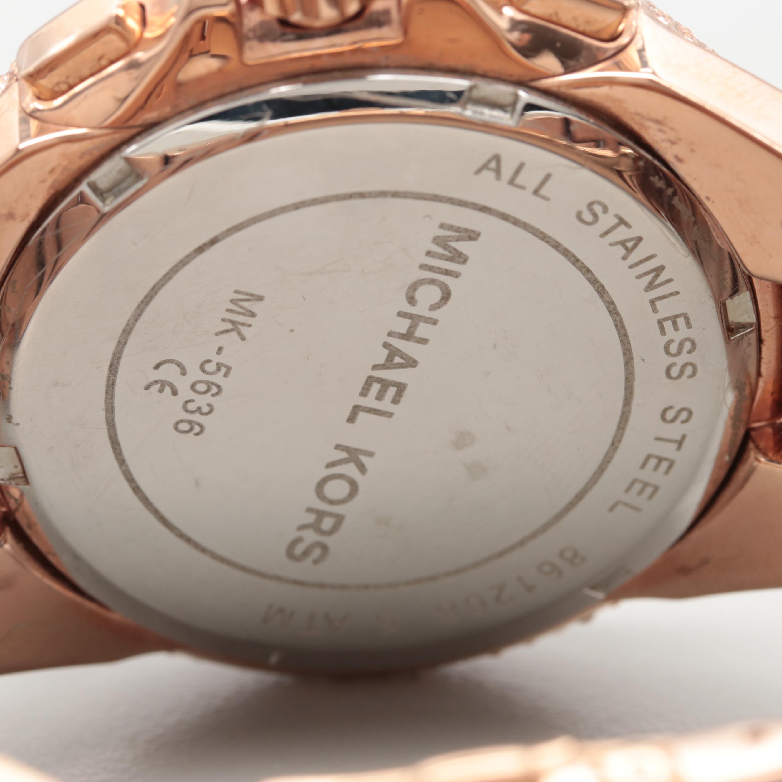 Michael Kors Model MK-5636 Rose Gold Tone Chronograph Watch