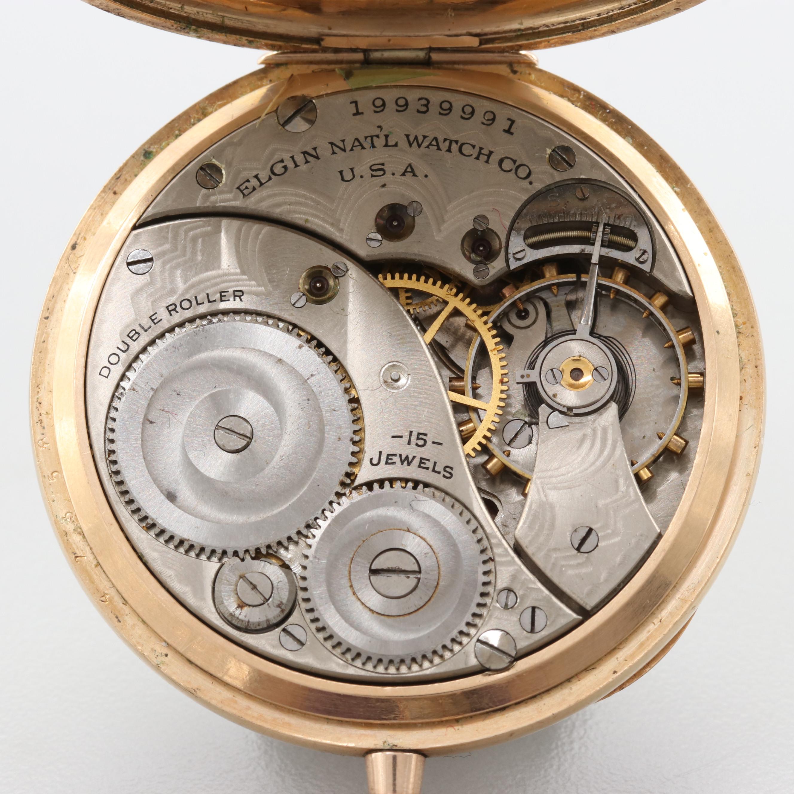 Elgin Gold Filled Hunting Case Pocket Watch Circa 1917