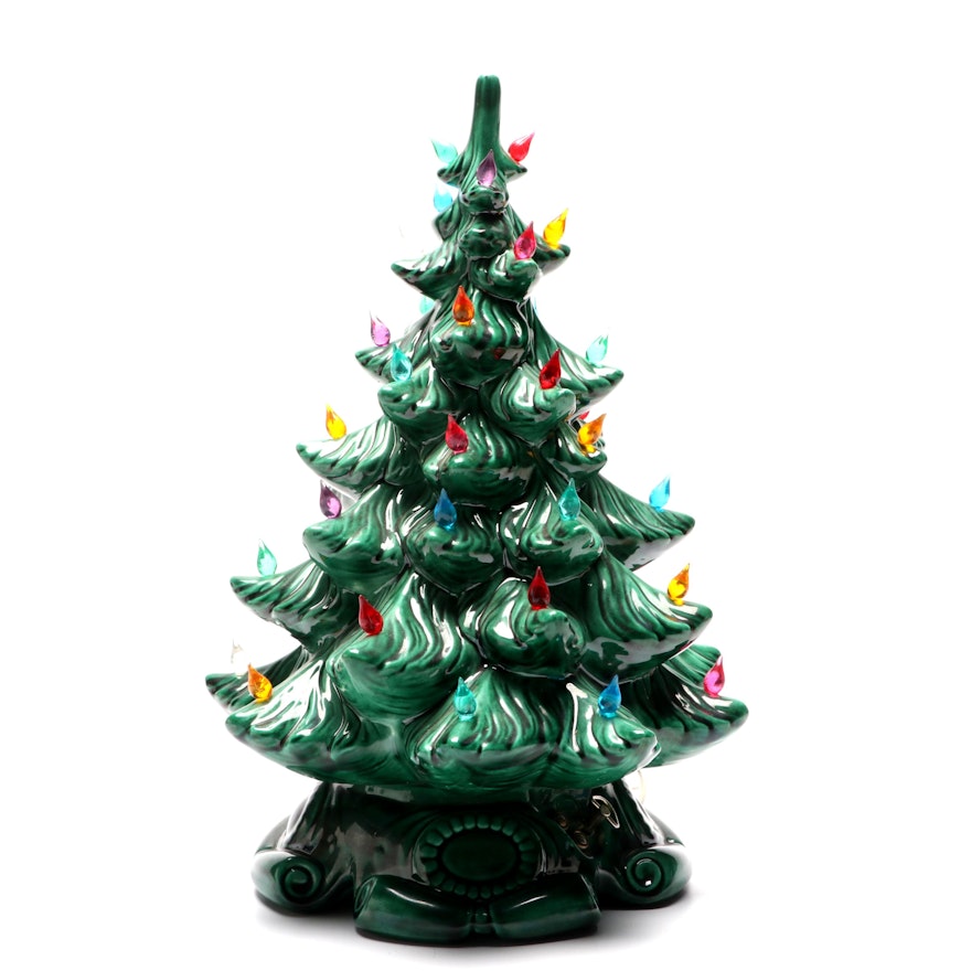 Ceramic Light Up Musical Christmas Tree Table Top Decoration