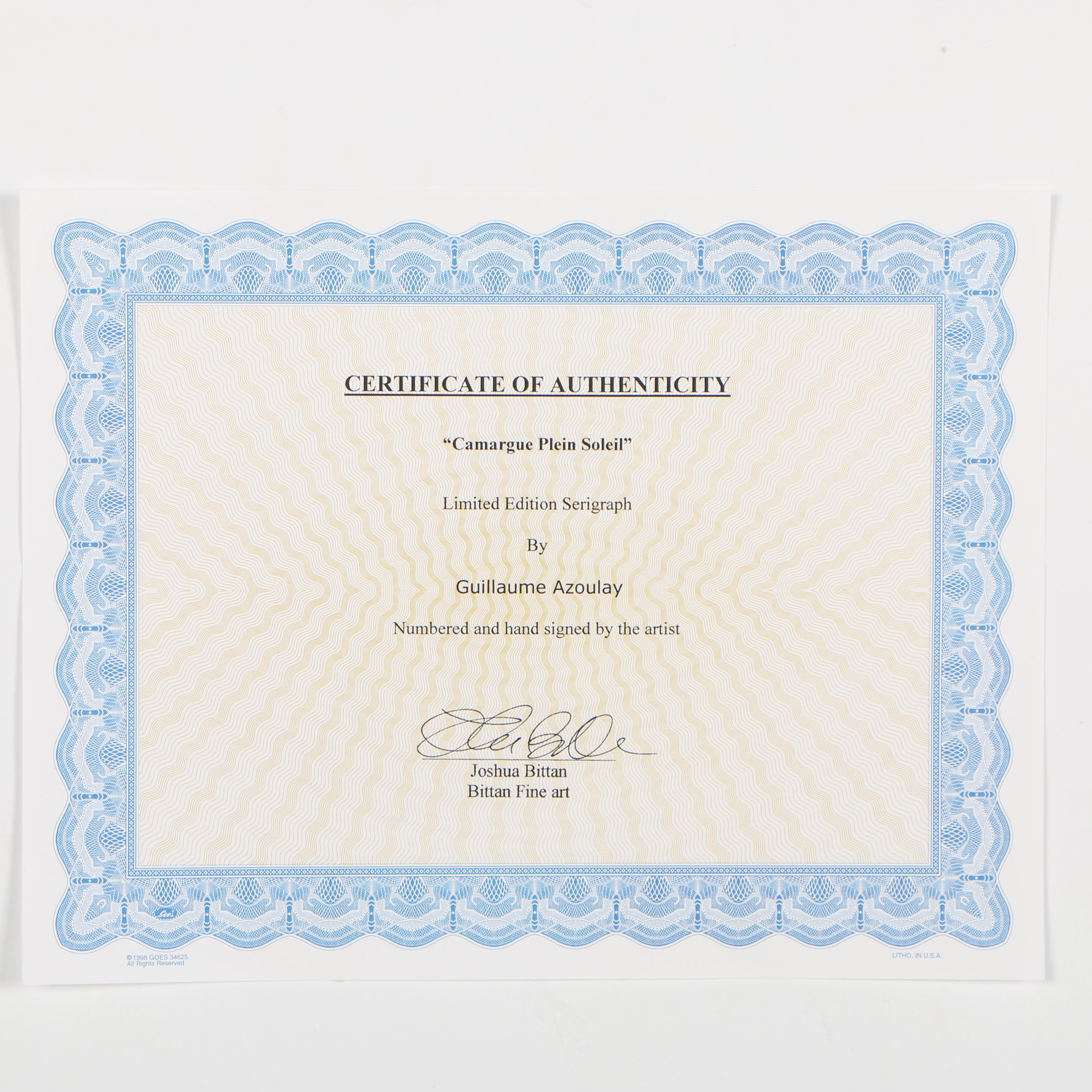 Guillaume Azoulay Etching "Camargue Plein Soleil"