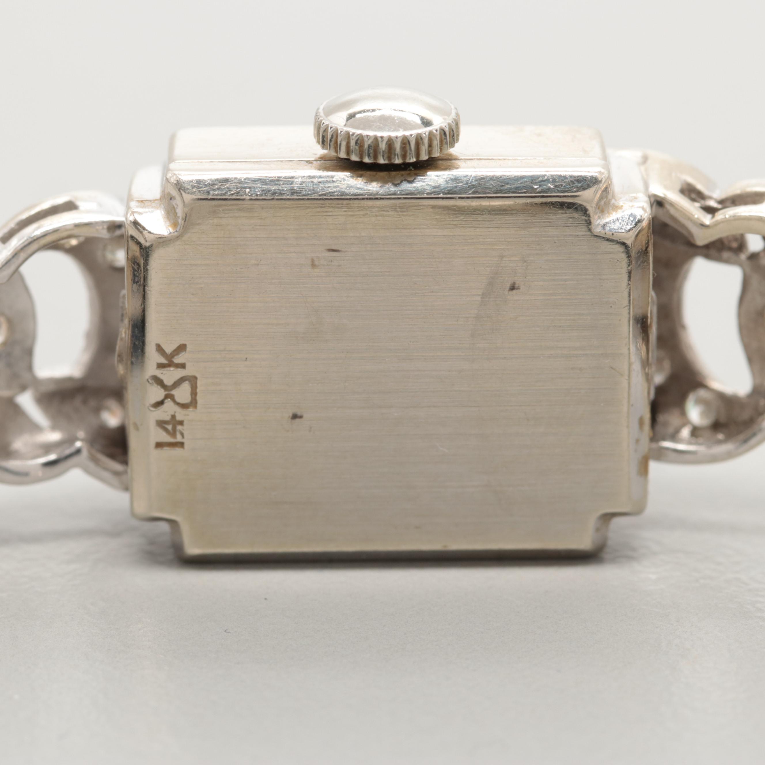 Hamilton 14K White Gold Diamond Watch, 1954