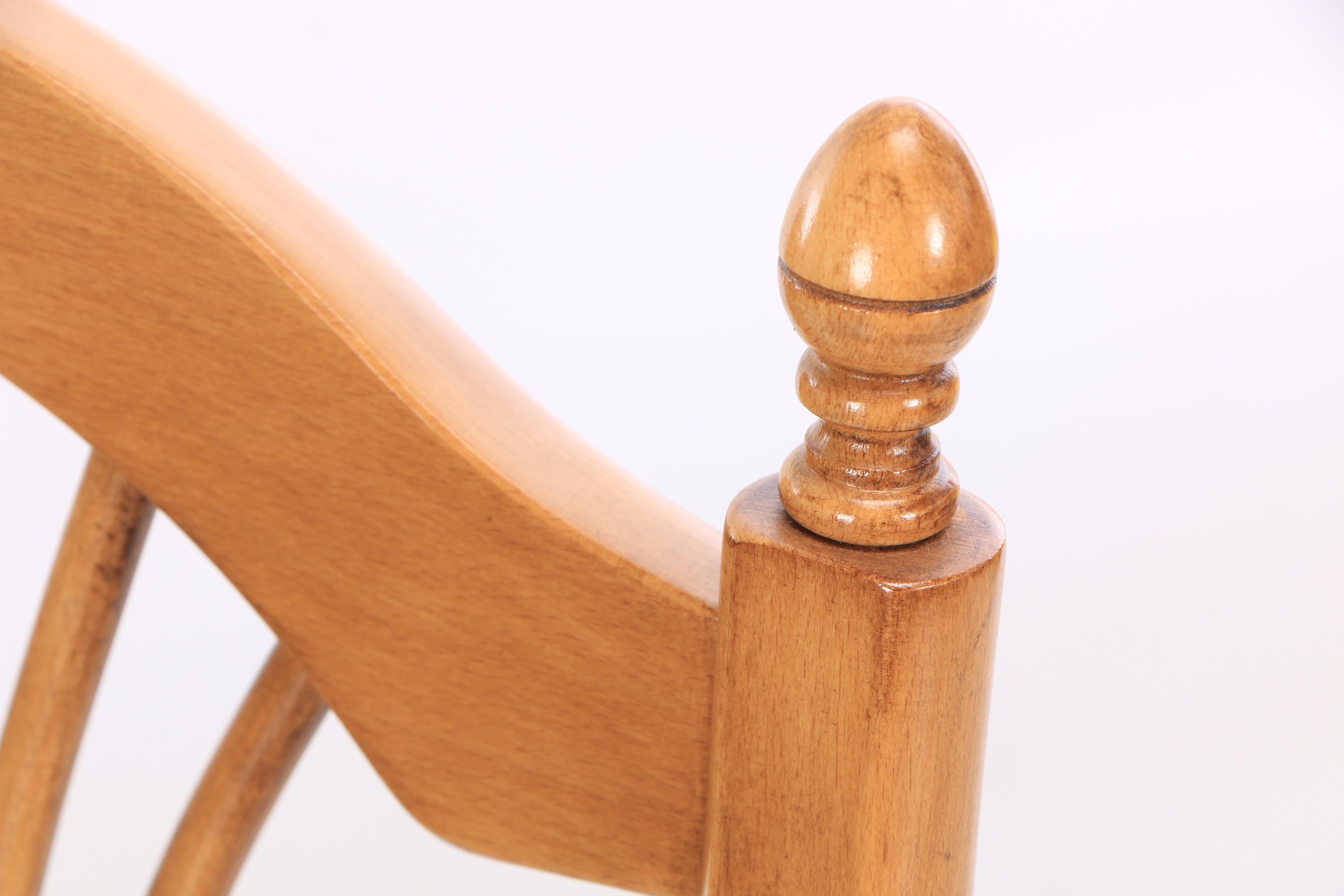 French Provincial Style Maple Wheat Sheaf Back Dining Chairs with Rushed Seats