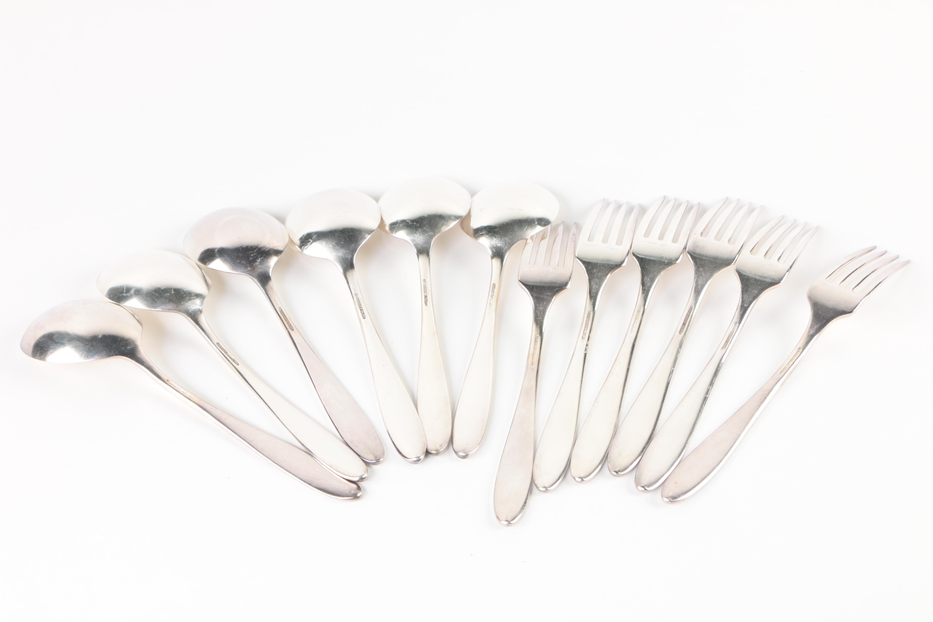 Oneida "Bird of Paradise" Silver Plate Flatware with Chest, Early 20th Century