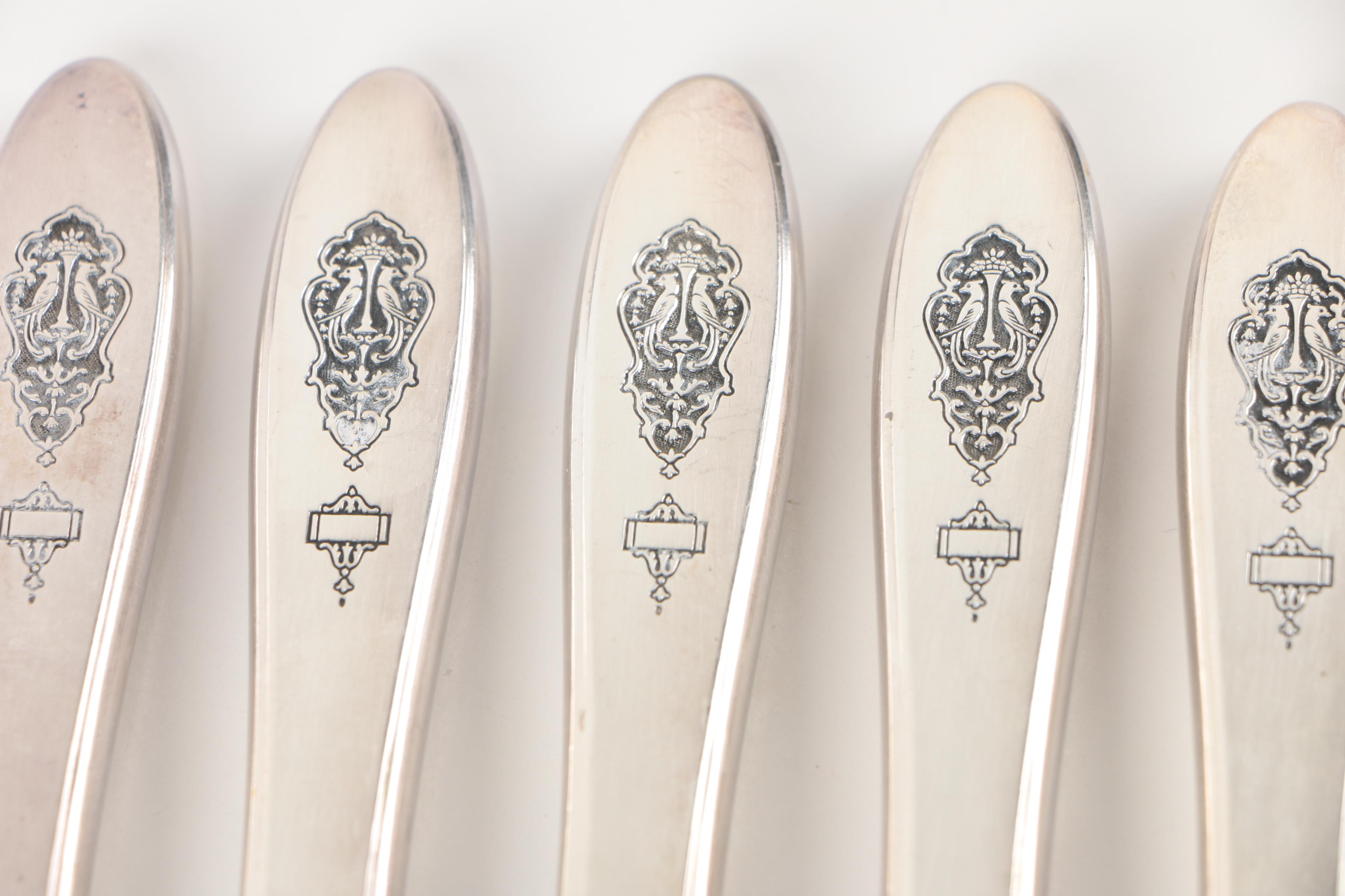 Oneida "Bird of Paradise" Silver Plate Flatware with Chest, Early 20th Century