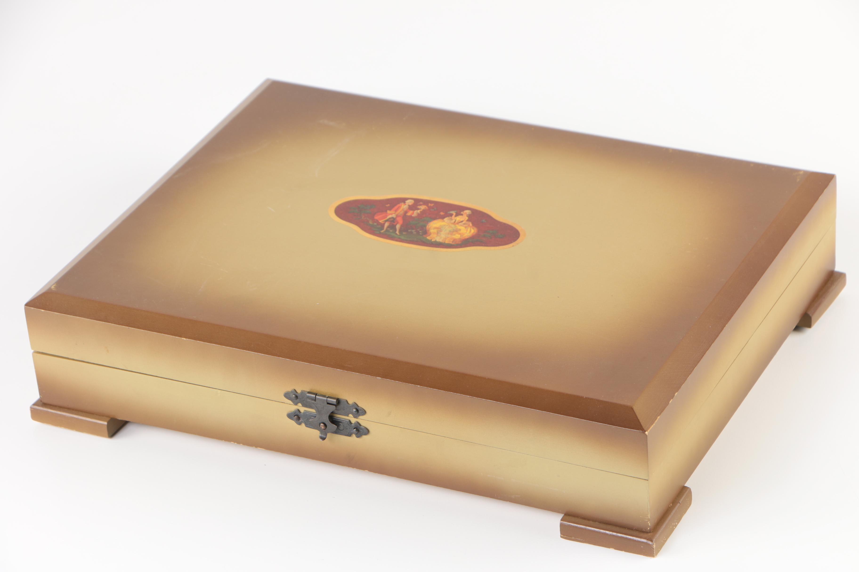 Oneida "Bird of Paradise" Silver Plate Flatware with Chest, Early 20th Century