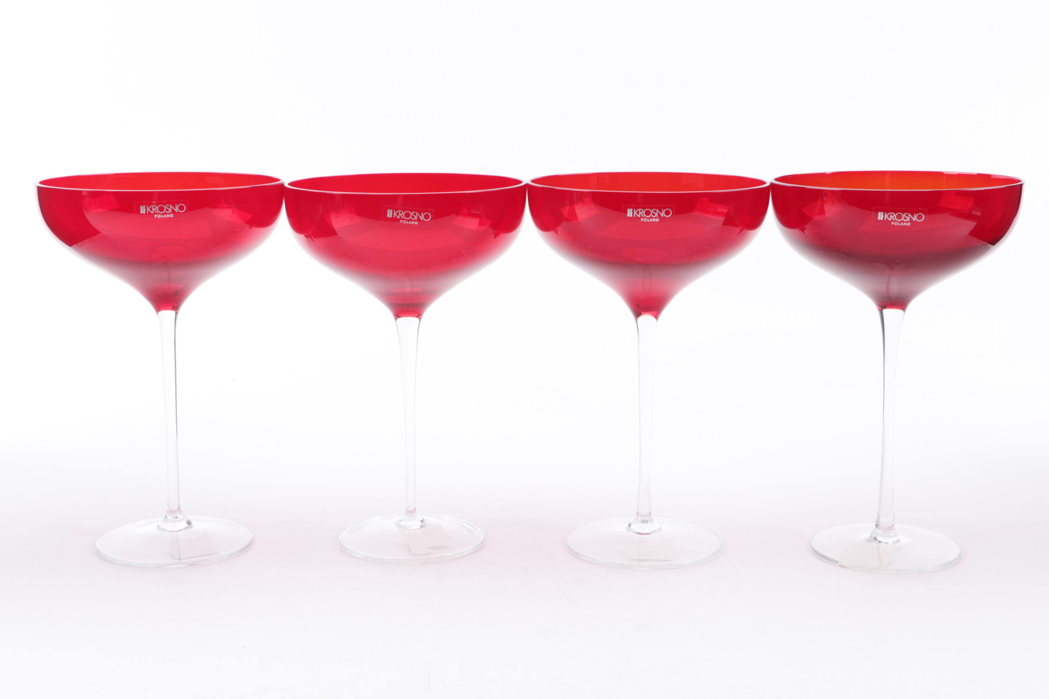 Krosno Polish Ruby Martini Glasses