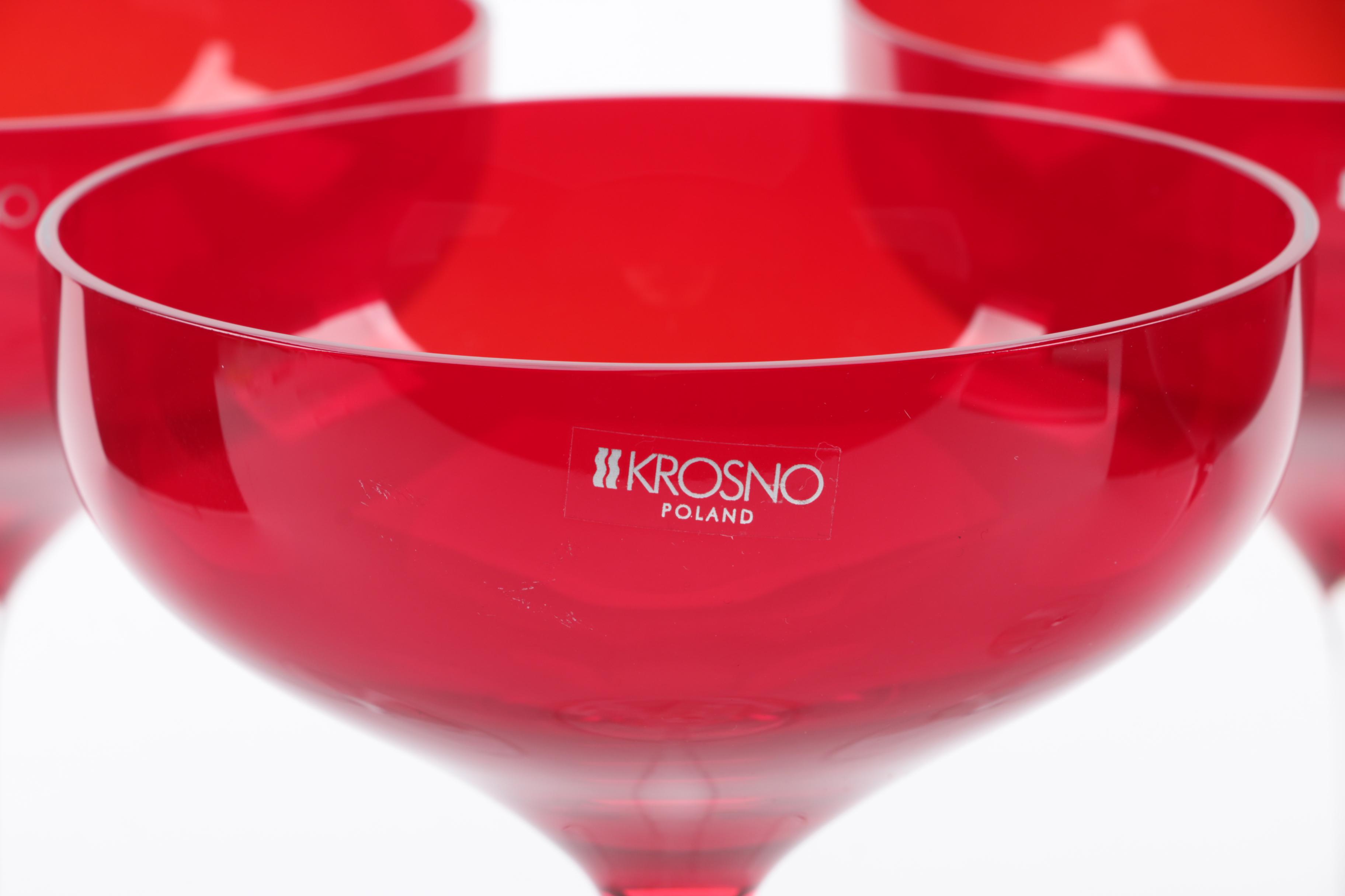 Krosno Polish Ruby Martini Glasses