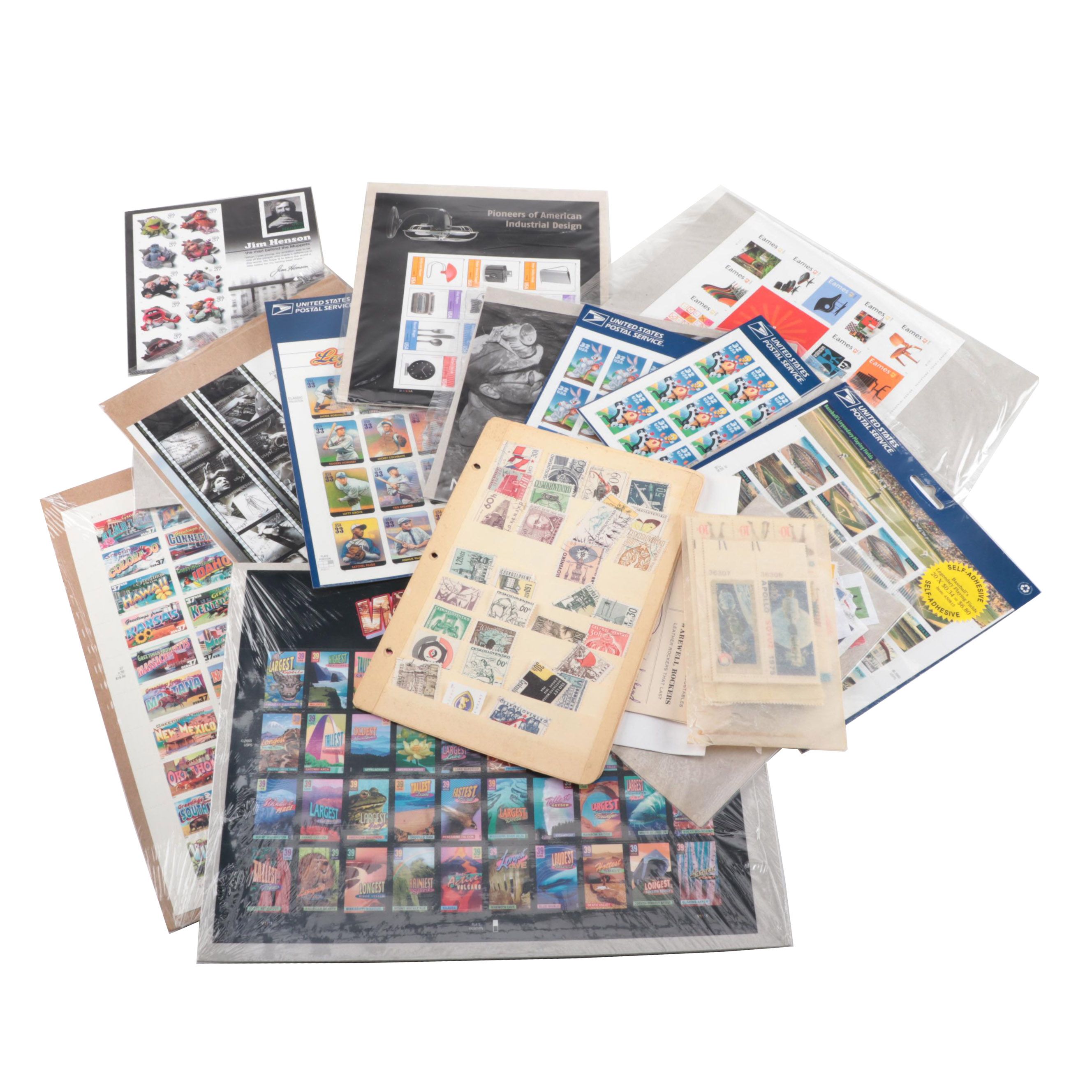 U.S. Souvenir Stamp Sheets including Charles and Ray Eames Commemorative Sheet