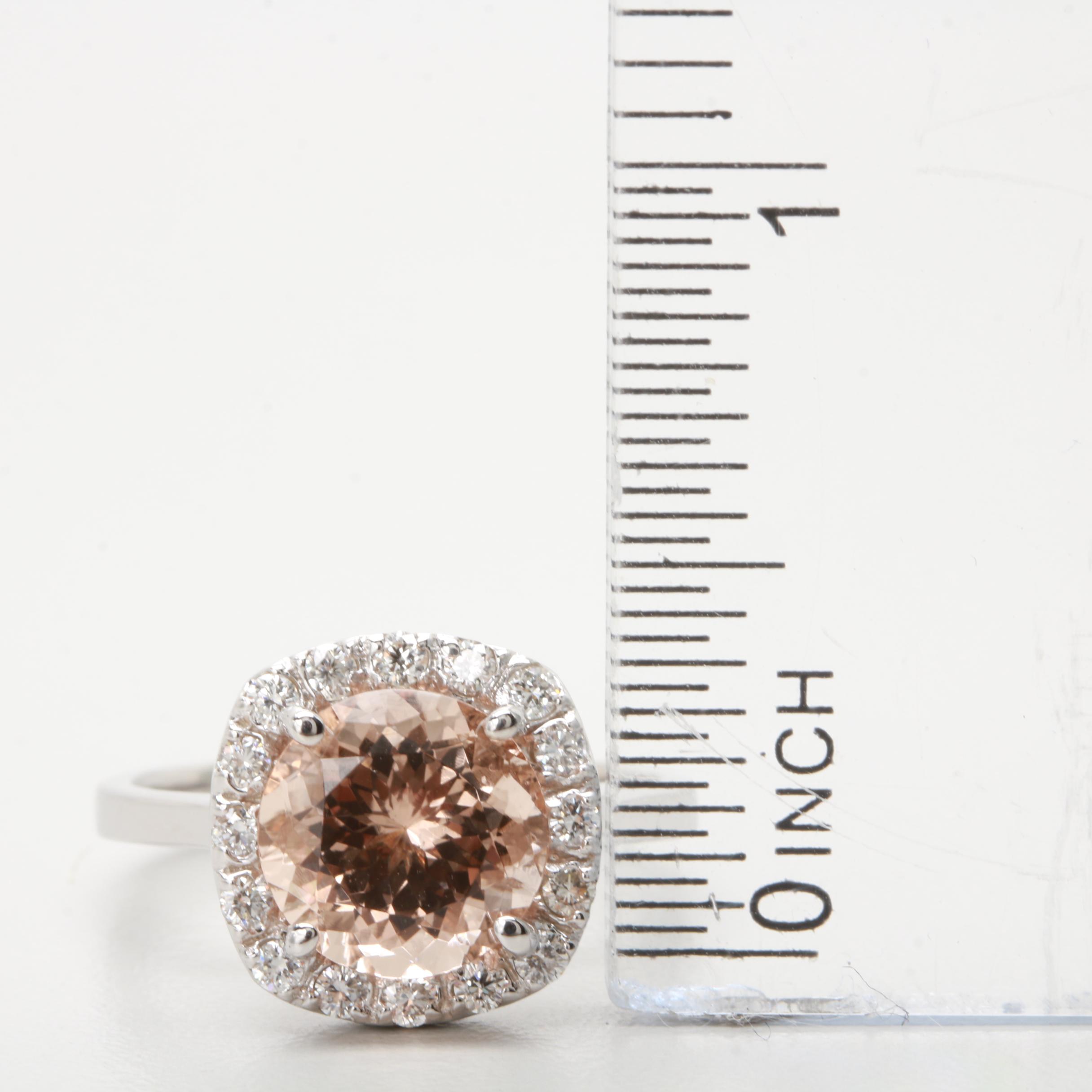 14K White Gold Morganite and Diamond Ring