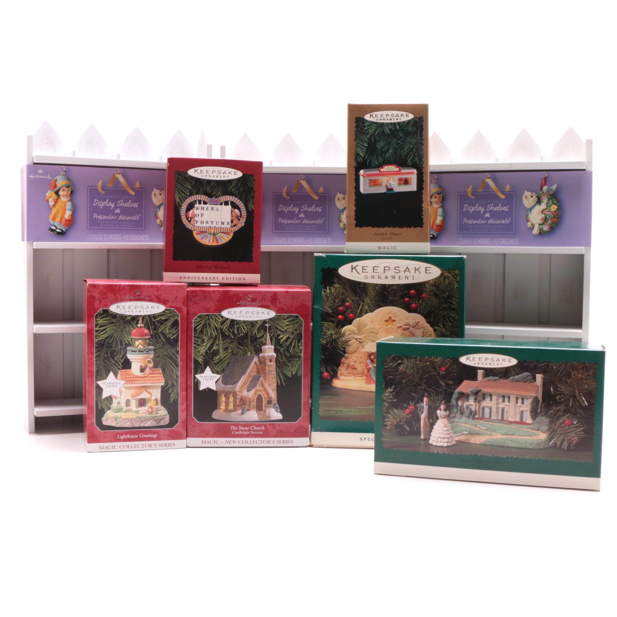 Hallmark Display Shelves with Ornaments