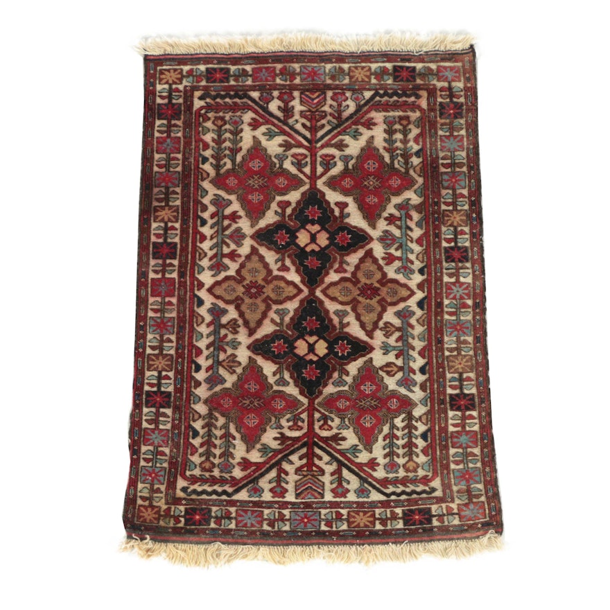 Hand-Knotted and Embroidered Anatolian Wool Soumak Rug