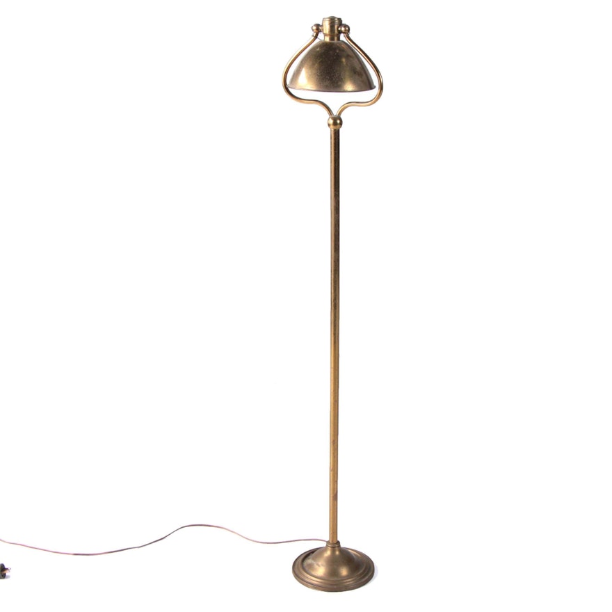 Bryant Brass Floor Lamp with Adjustable Shade, Mid 20th Century