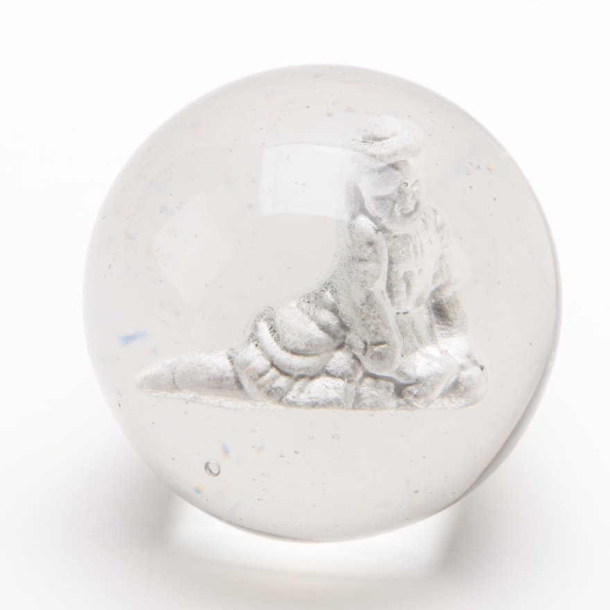 Vintage Sulphide Marble with Young Girl Figure