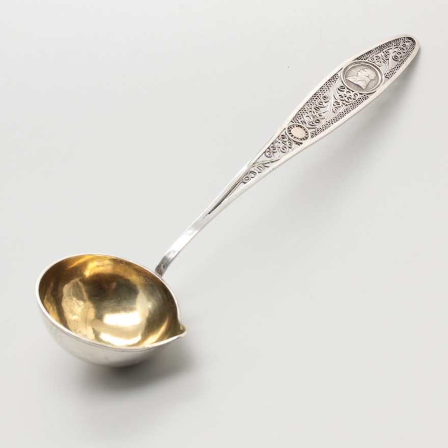 800 Silver and Gold Tone Openwork Handle Ladle