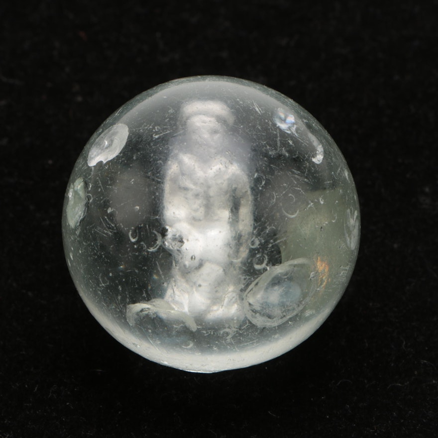 Vintage Sulphide Marble featuring a Male Figure in Hat