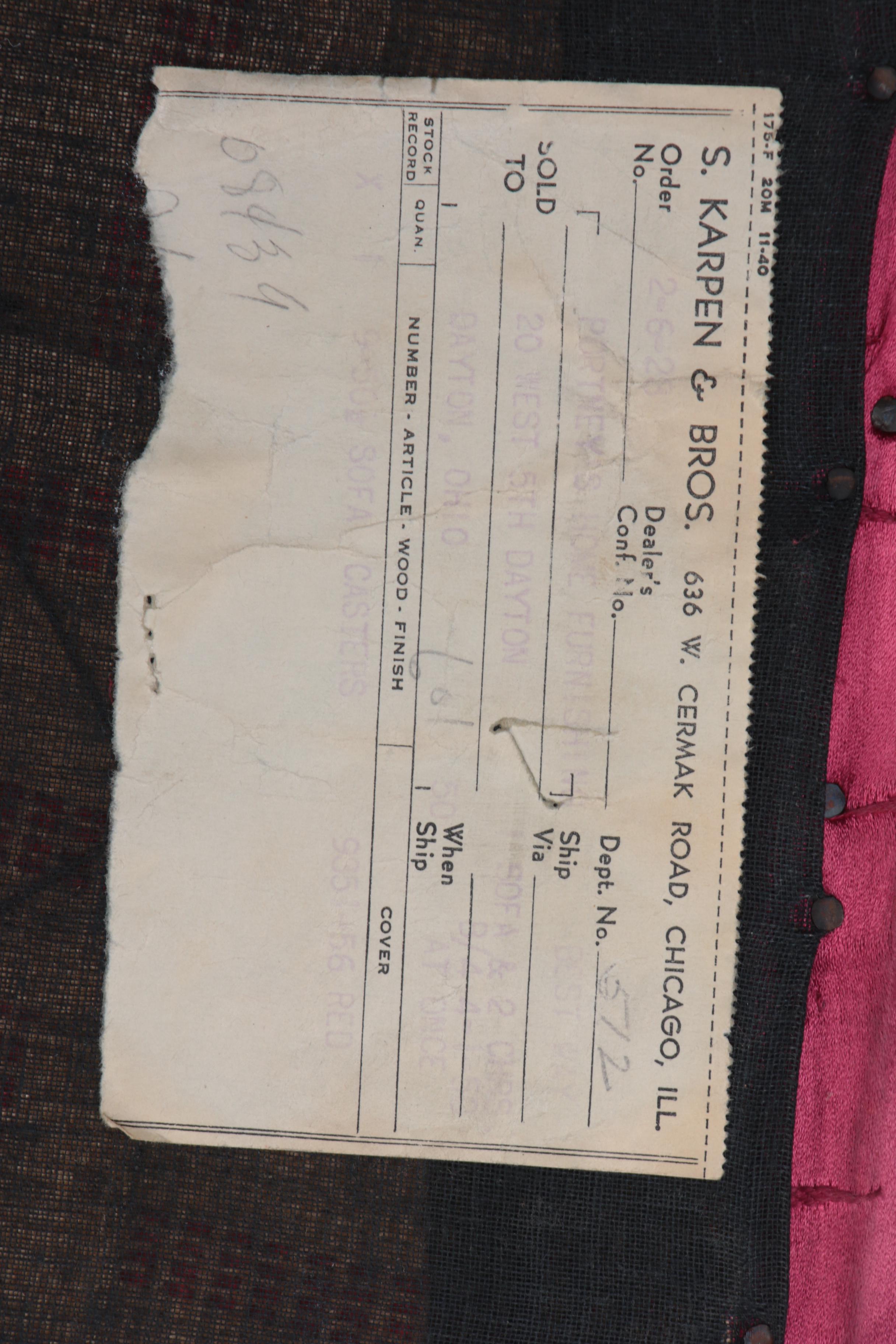 Hollywood Regency Upholstered Sofa by S. Karpen & Bros., Early 20th Century