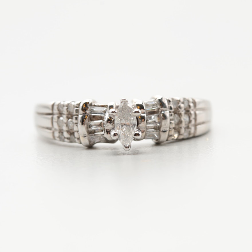 10K White Gold Diamond Ring