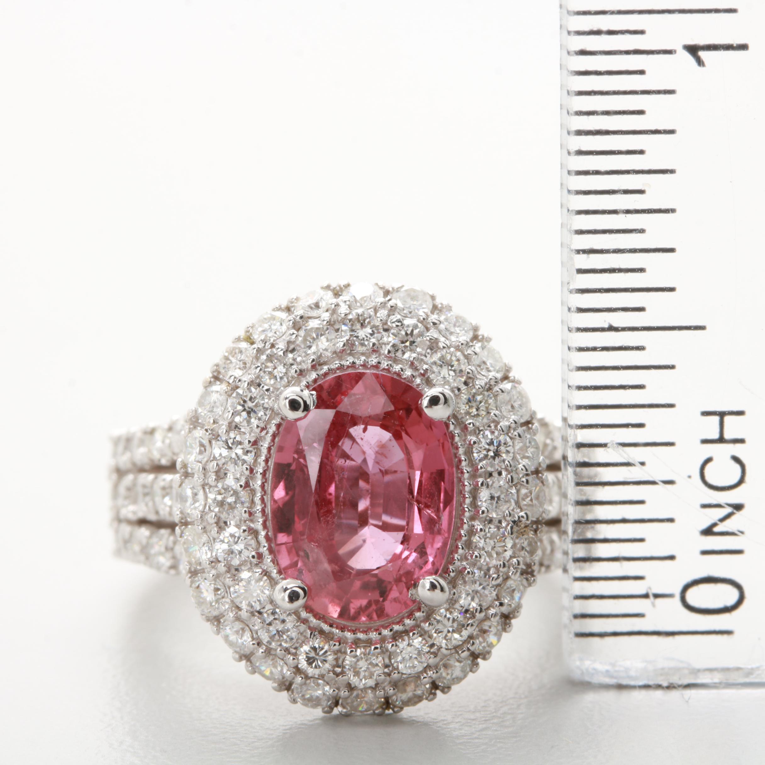 14K White Gold 2.01 CT Fancy Purple Pink Sapphire and 1.47 CTW Diamond Ring