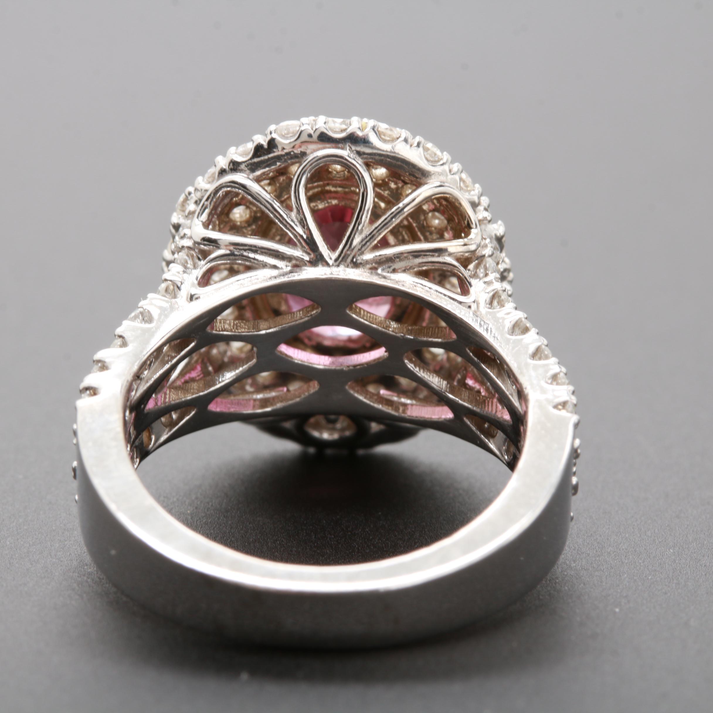 14K White Gold 2.01 CT Fancy Purple Pink Sapphire and 1.47 CTW Diamond Ring