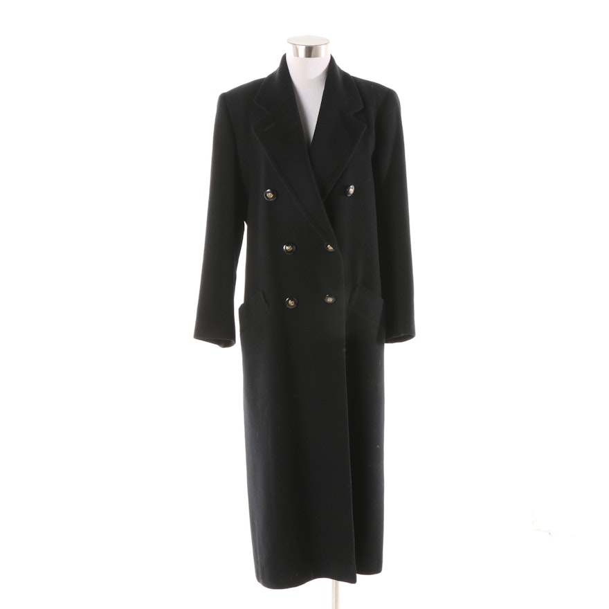 Women's Fleurette for Neiman Marcus Black Cashmere Double-Breasted Coat