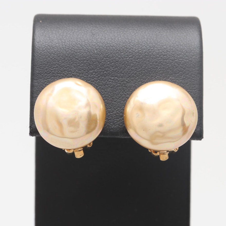 Gold Wash on Sterling Silver Imitation Pearl Earrings
