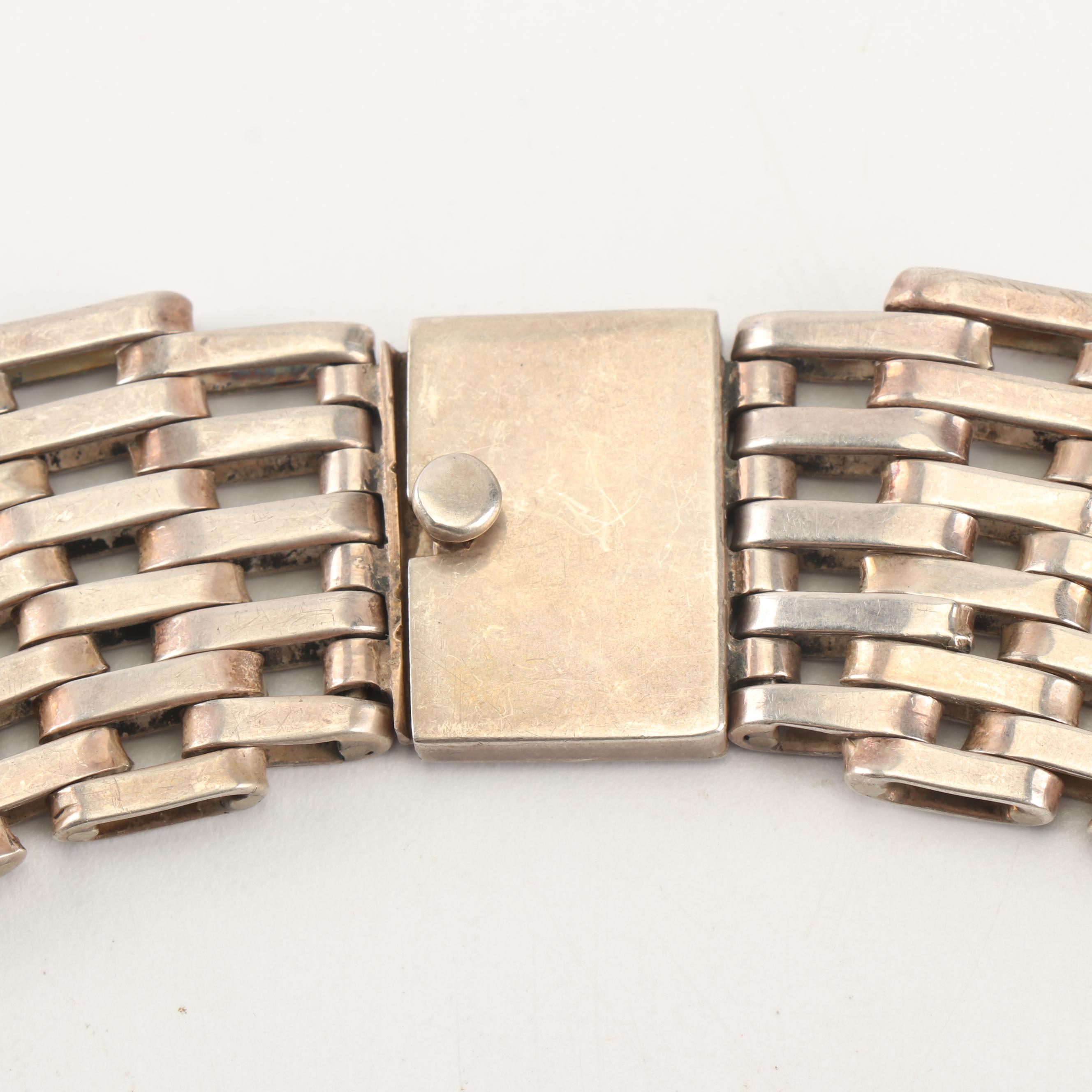 Mexican Sterling Silver Panther Link Choker, Mark of Taxco