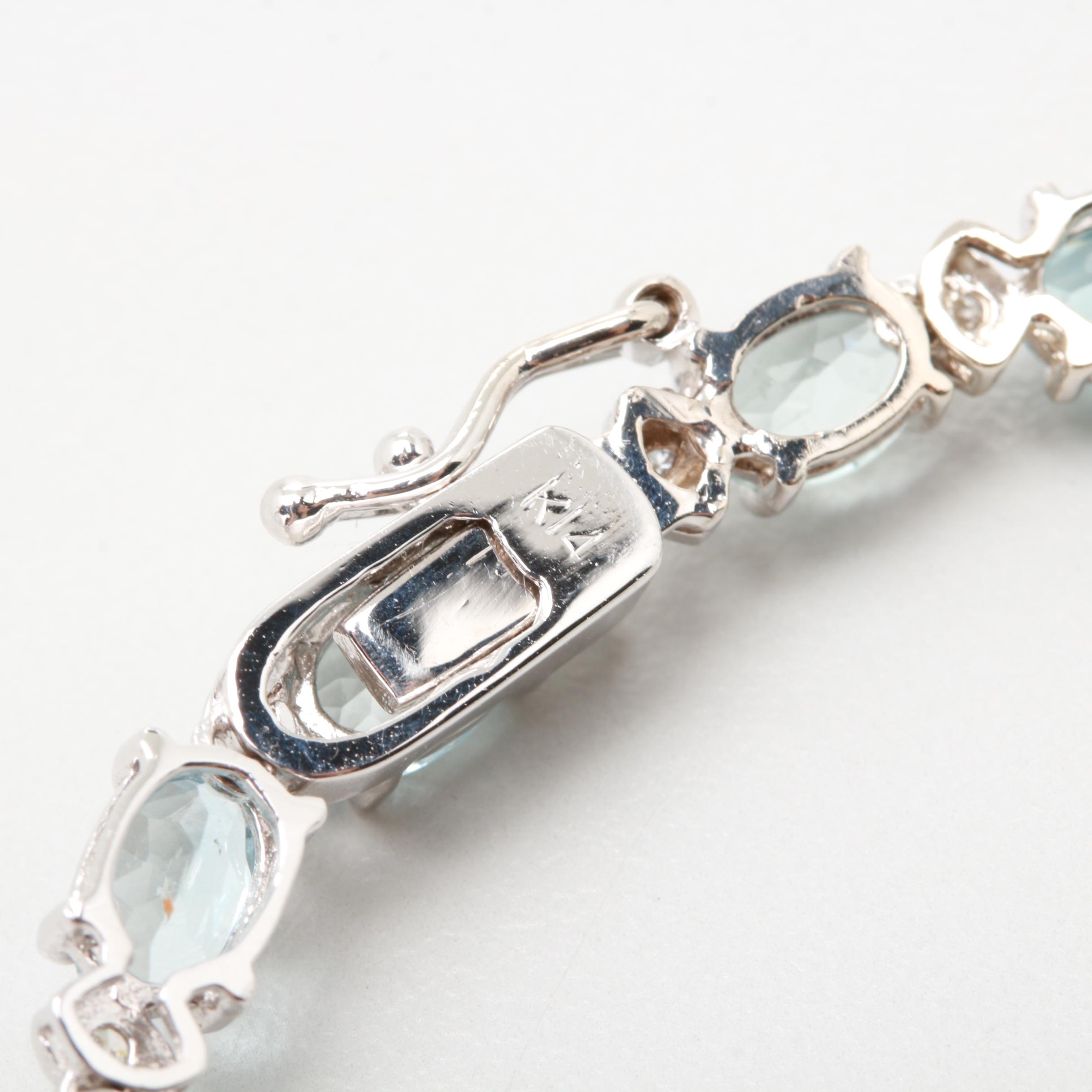 14K White Gold 9.79 CT Aquamarine and 2.48 CTW Diamond Necklace