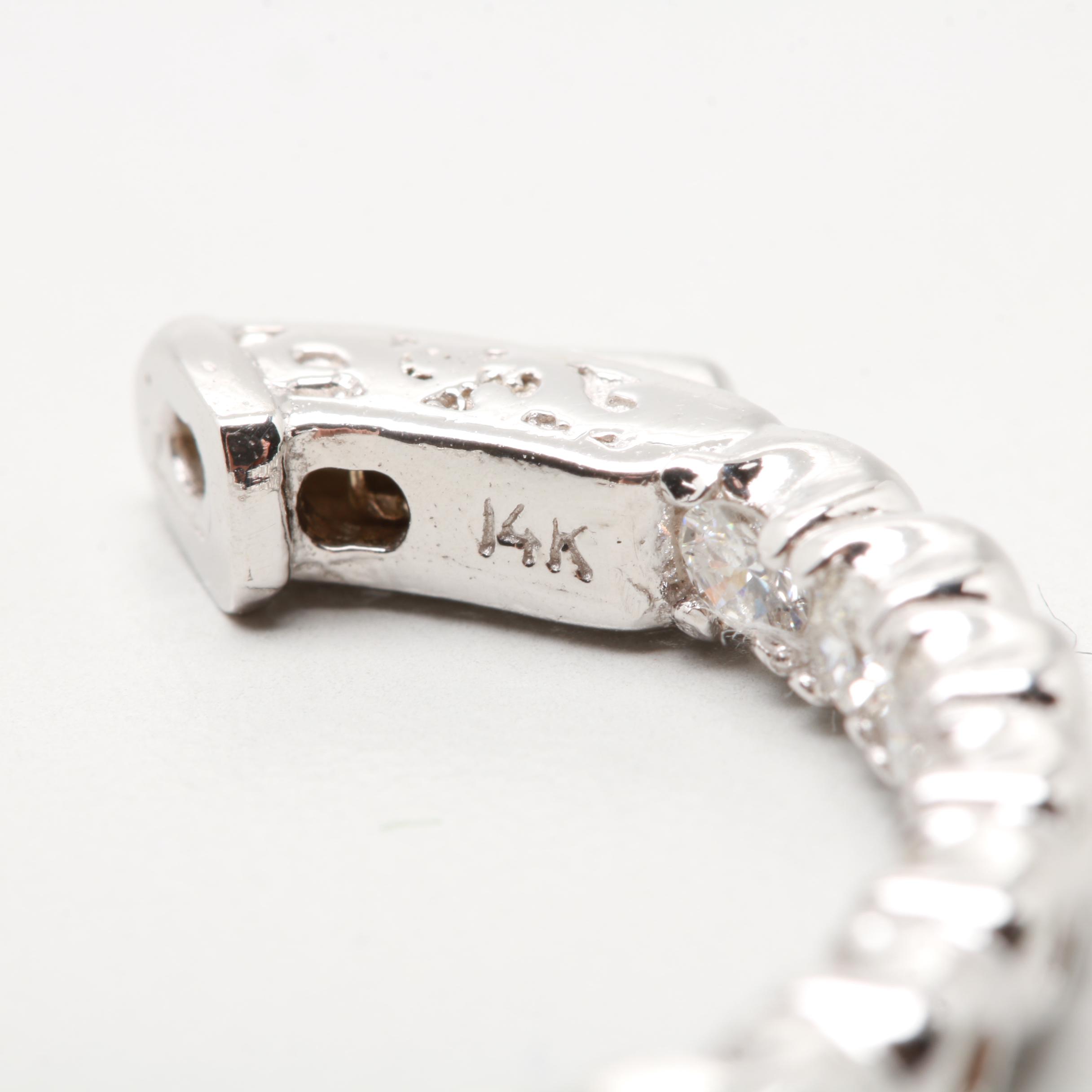 14K White Gold 1.50 CTW Diamond Inside Out Hoop Earrings