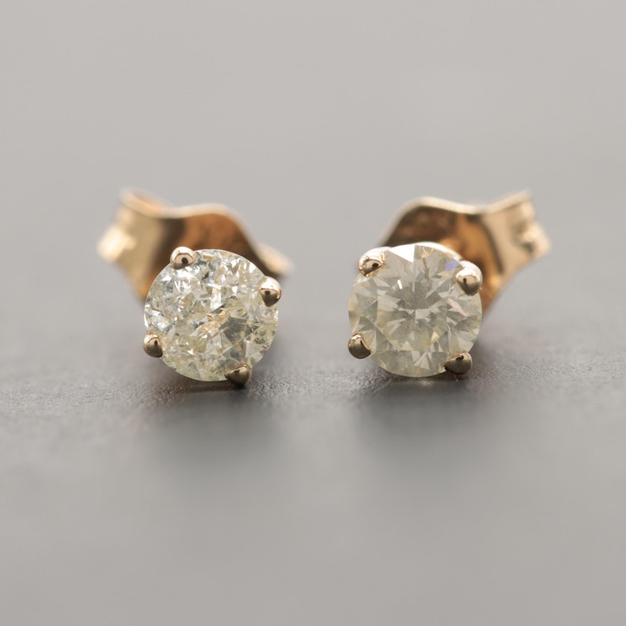 10K Yellow Gold Diamond Stud Earrings