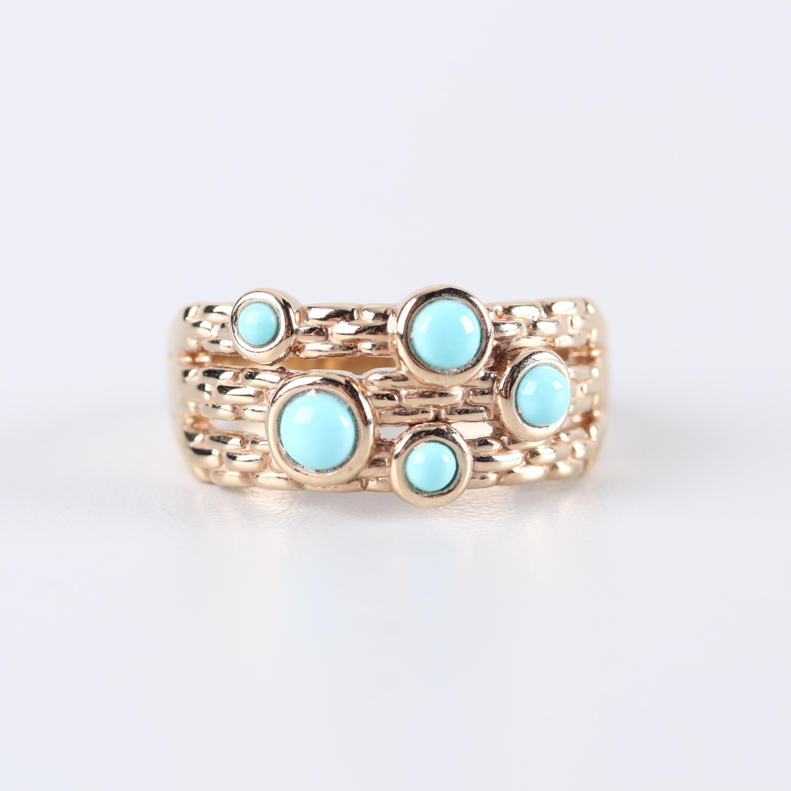 14K Yellow Gold Turquoise Ring