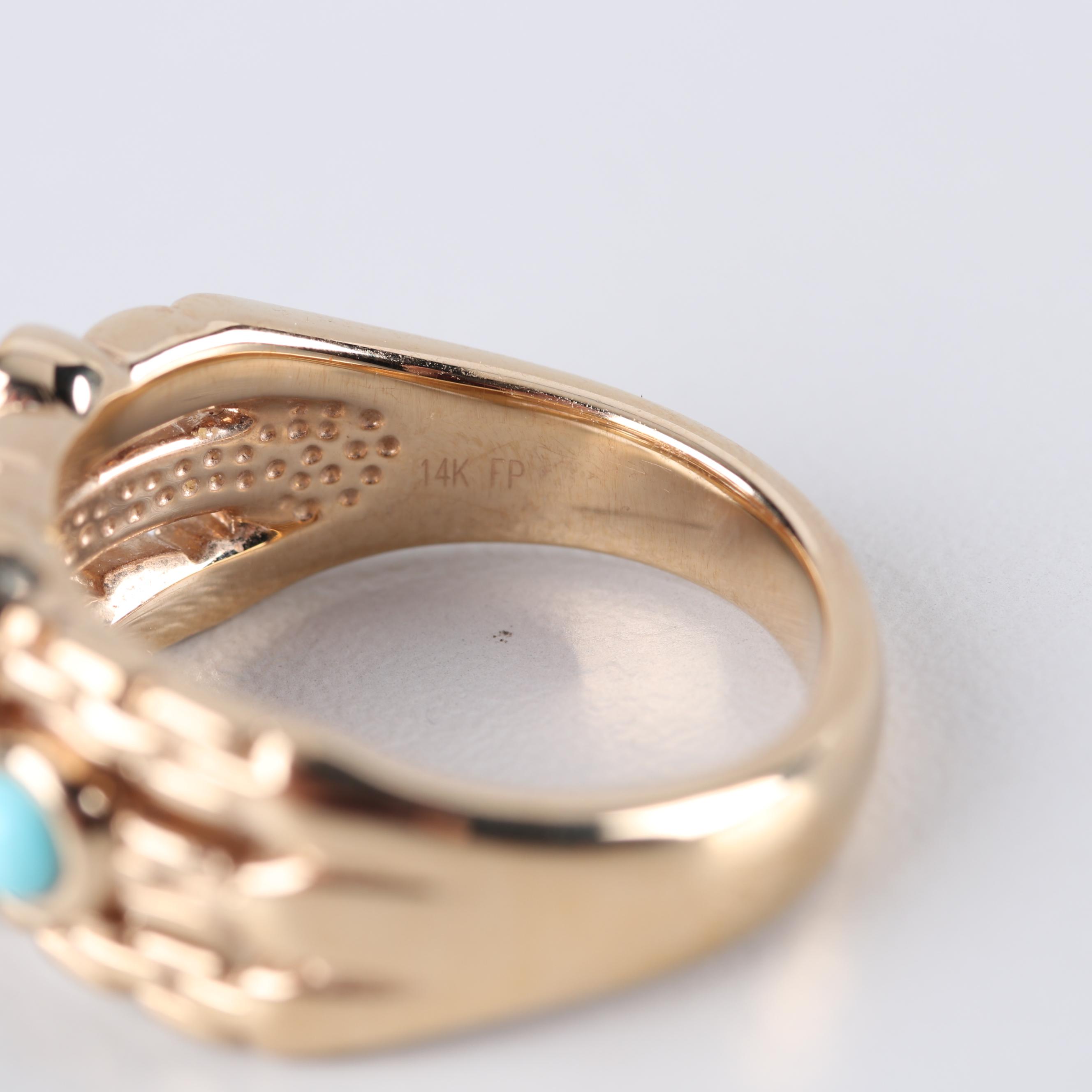 14K Yellow Gold Turquoise Ring