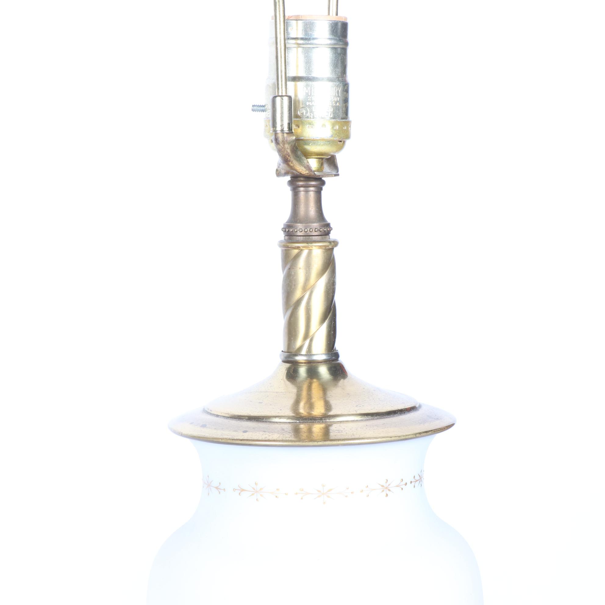 Hand-Painted Glass Table Lamps with Putti Portraits