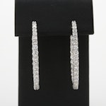 14K White Gold 2.80 CTW Diamond Inside Out Hoop Earrings