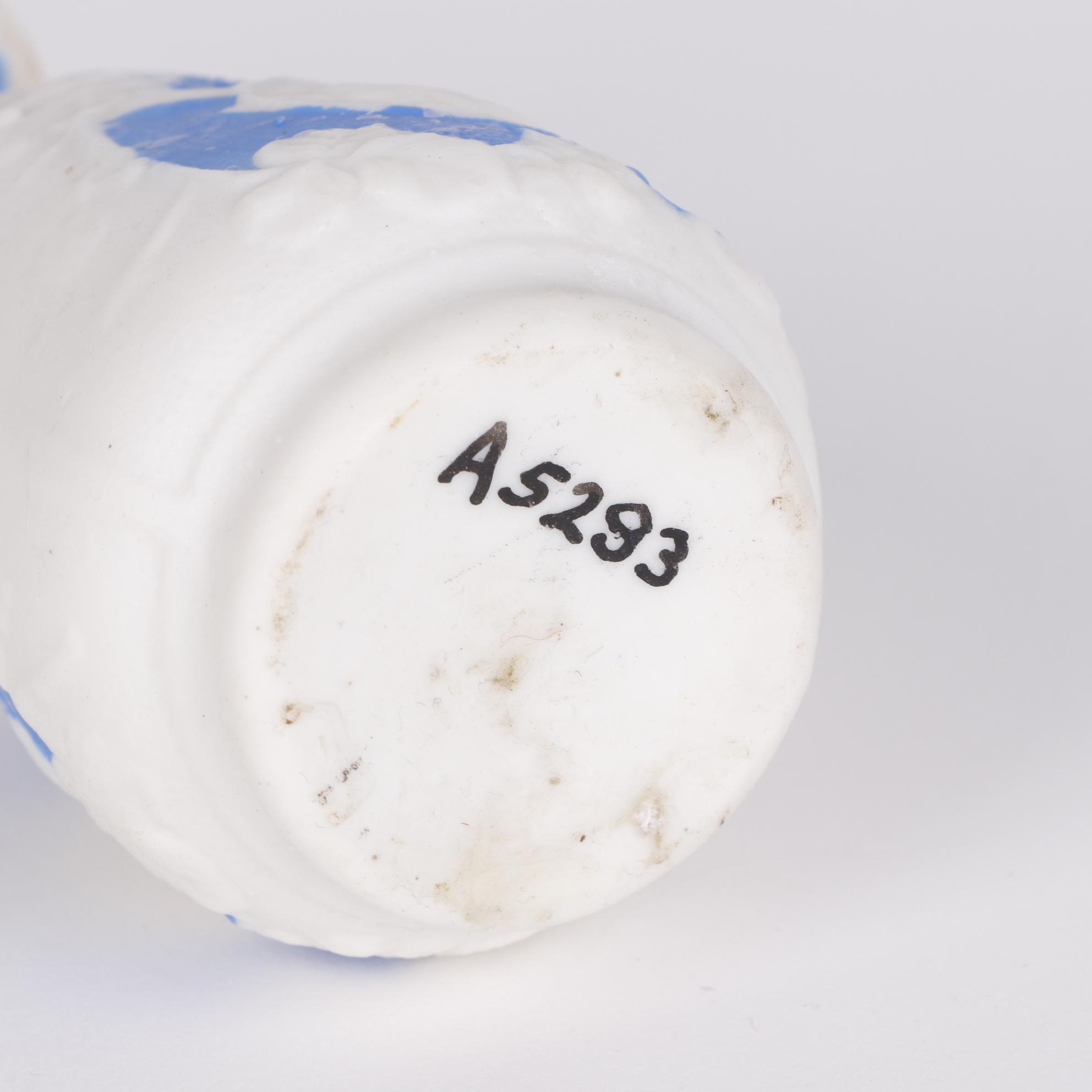 Blue and White Parianware Vases With Applied Grape Clusters