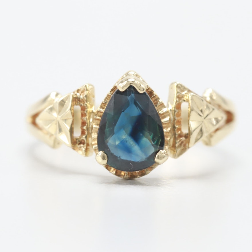 14K Yellow Gold Sapphire Ring