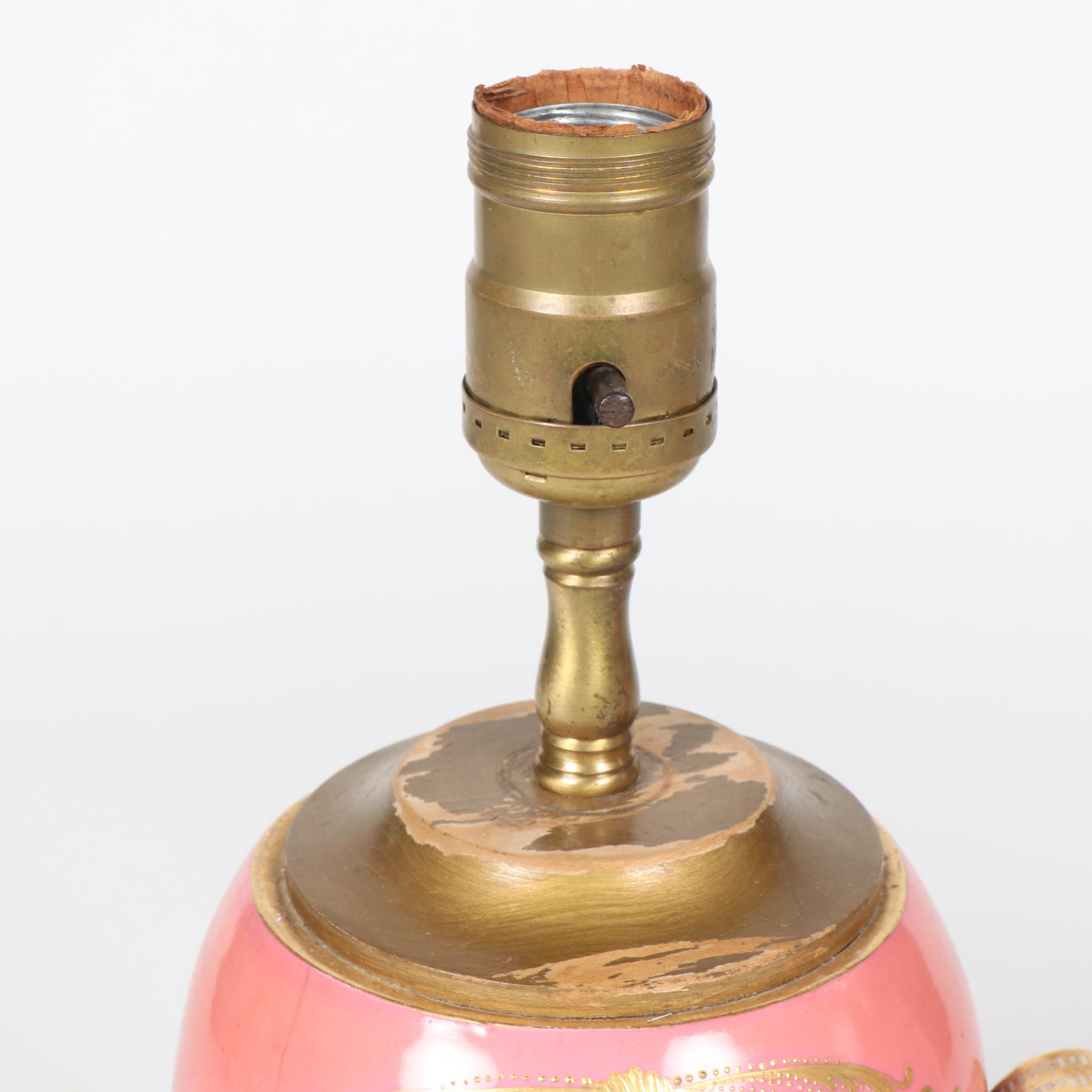 Sèvres Style Hand Decorated Scenic Amphora Table Lamps, circa 1930