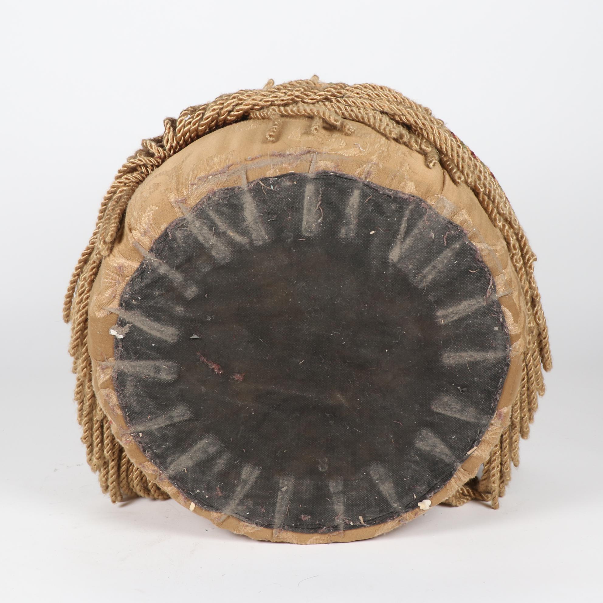 Round Upholstered Ottoman, 20th Century